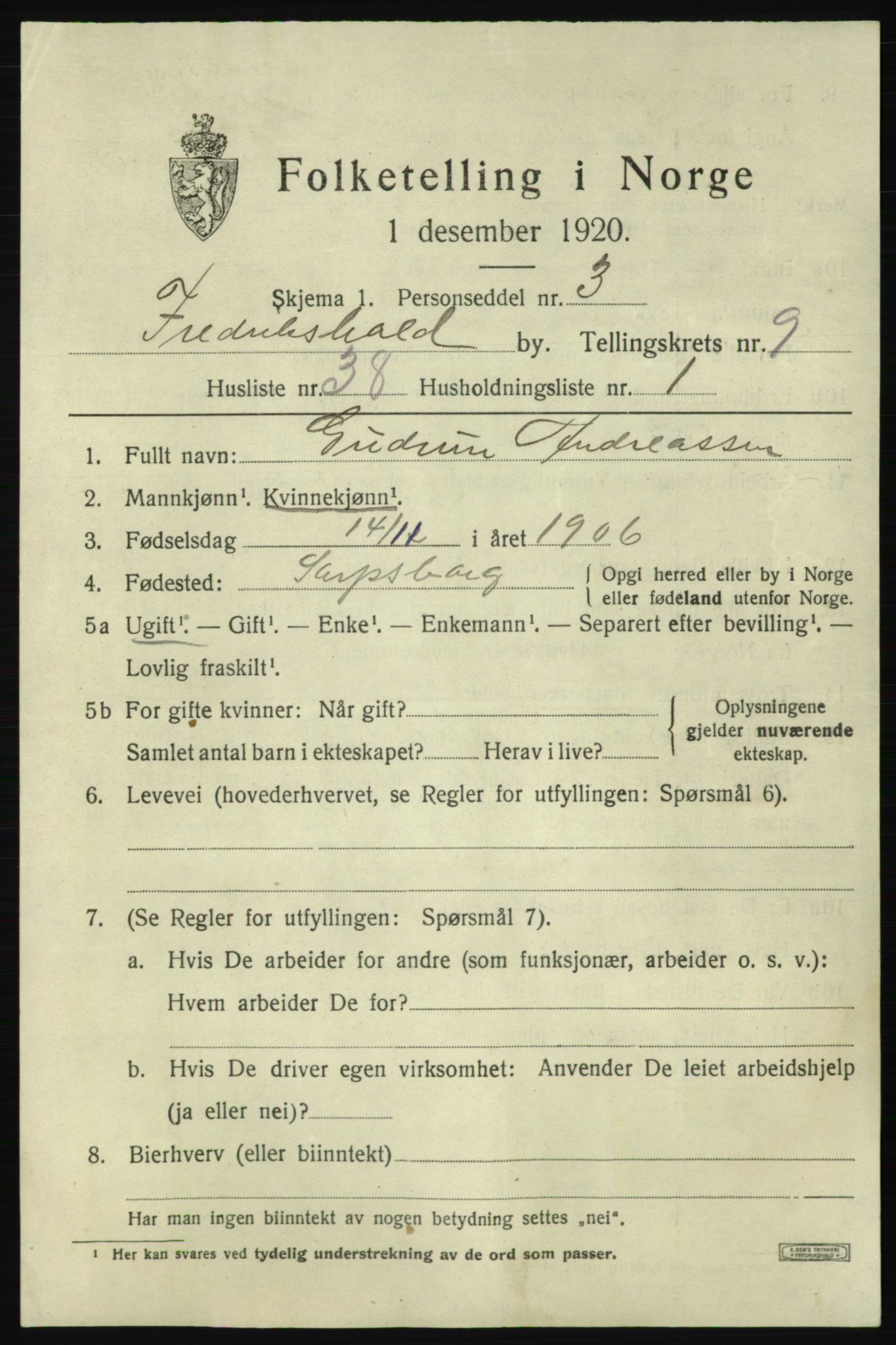 SAO, Folketelling 1920 for 0101 Fredrikshald kjøpstad, 1920, s. 16757