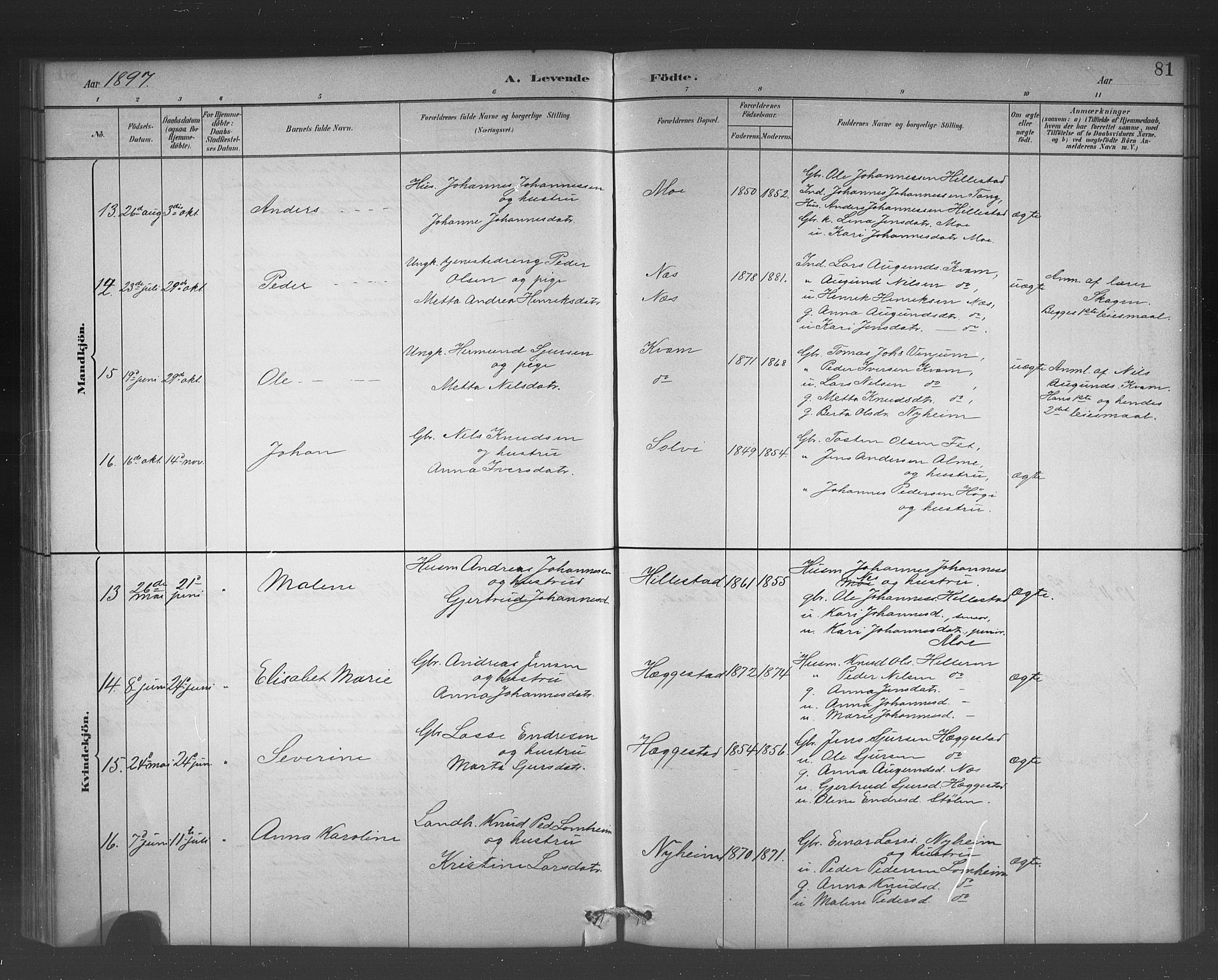 Hafslo sokneprestembete, AV/SAB-A-80301/H/Hab/Habb/L0001: Klokkerbok nr. B 1, 1882-1908, s. 81