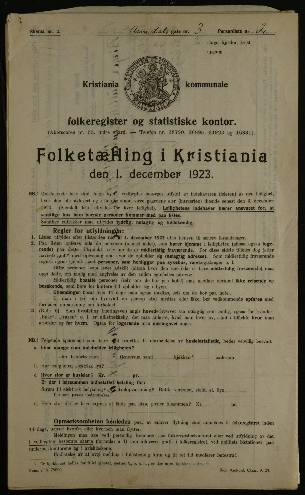 OBA, Kommunal folketelling 1.12.1923 for Kristiania, 1923, s. 2212