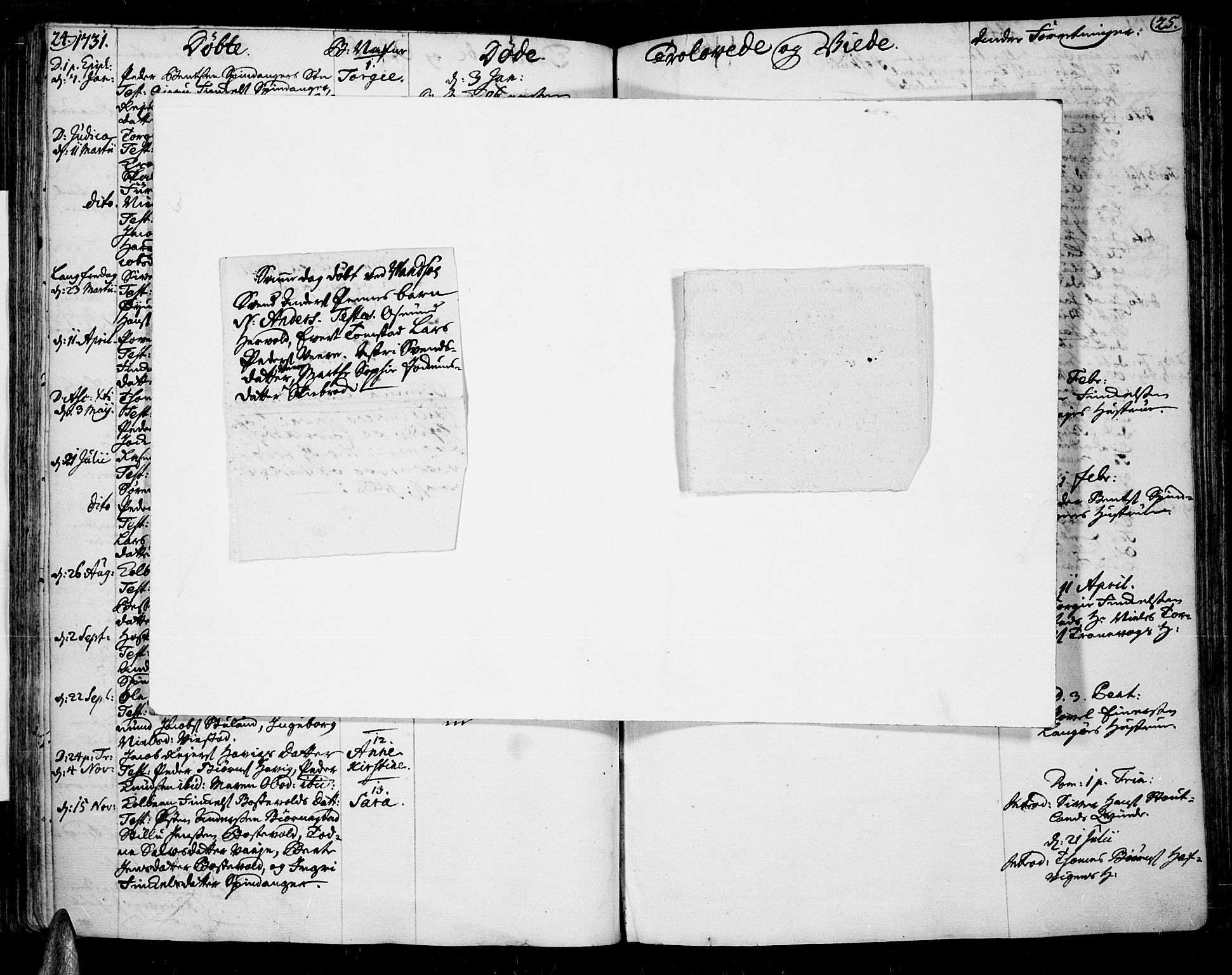 Lista sokneprestkontor, AV/SAK-1111-0027/F/Fa/L0002: Ministerialbok nr. A 2 /3, 1726-1751, s. 24-25
