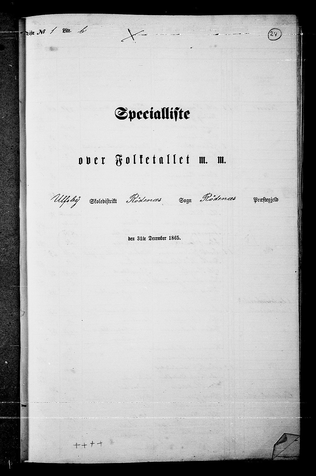 RA, Folketelling 1865 for 0120P Rødenes prestegjeld, 1865, s. 25