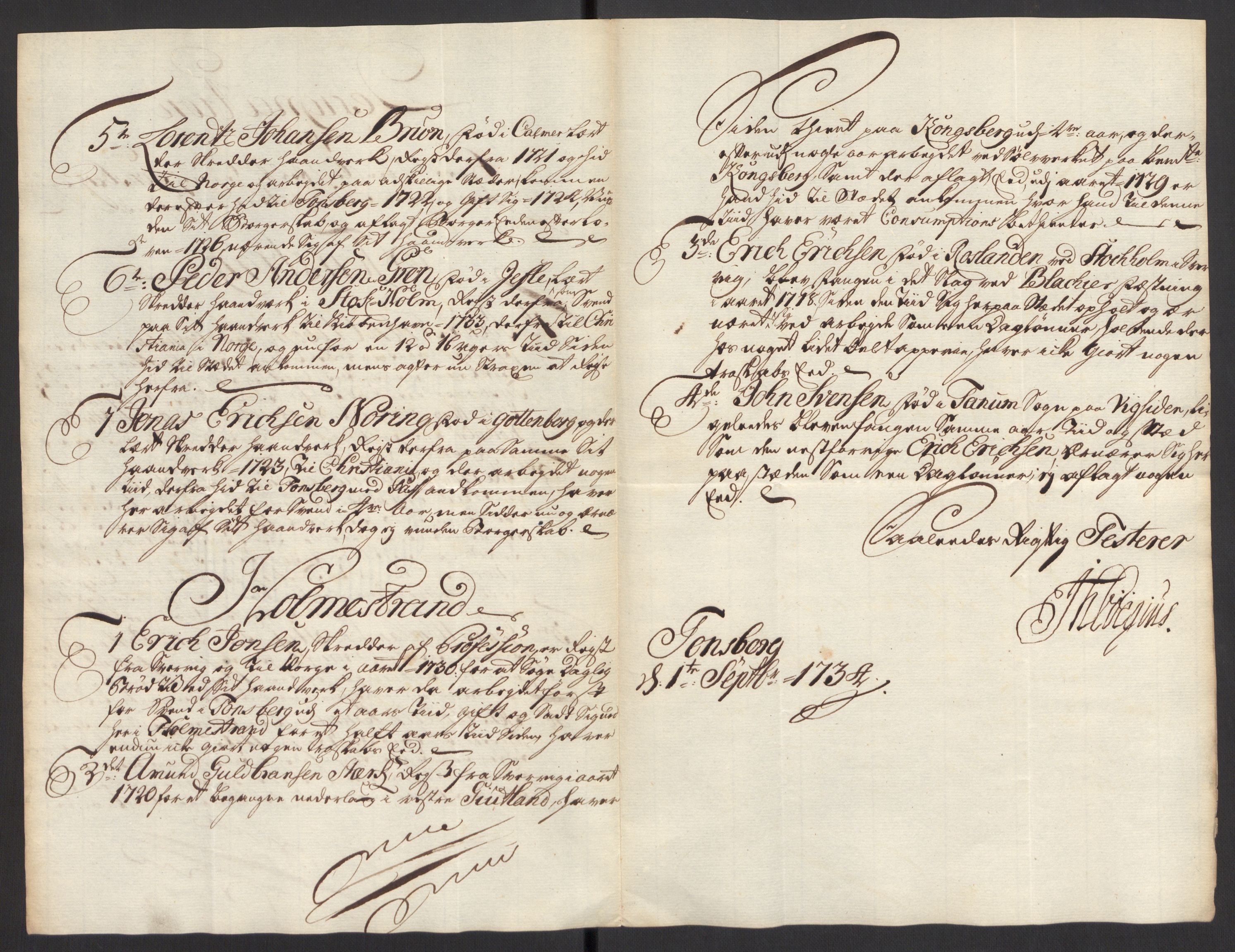 Kristiania stiftamt, SAO/A-10386/G/Gc/L0002: Utlendinger i Akershus stift, 1734-1735, s. 71