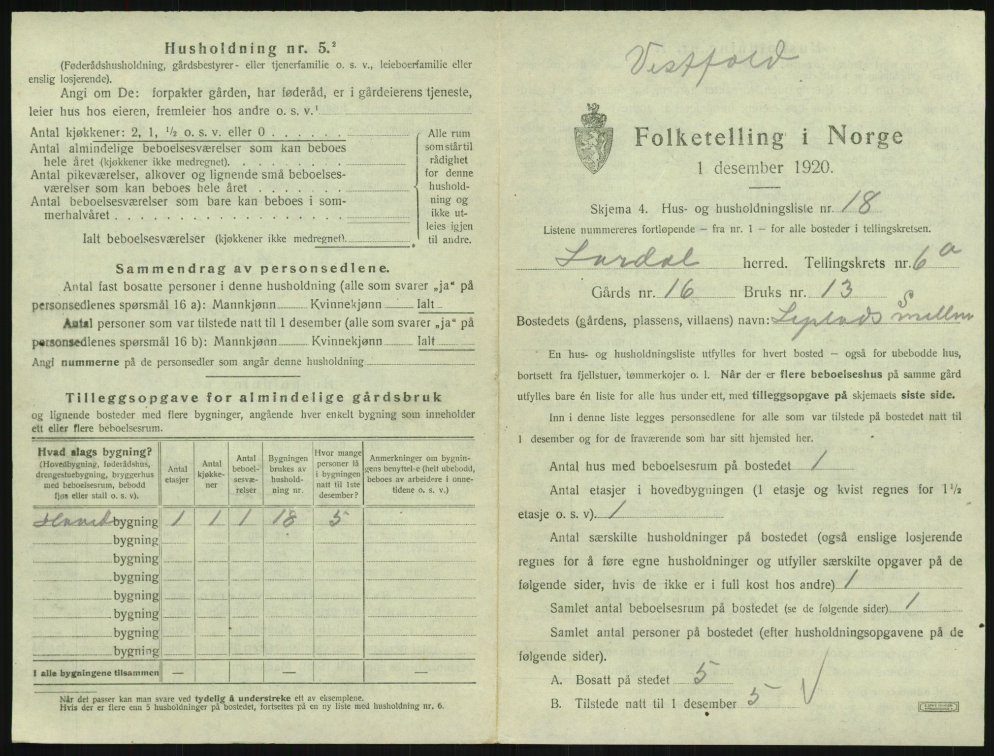 SAKO, Folketelling 1920 for 0728 Lardal herred, 1920, s. 907
