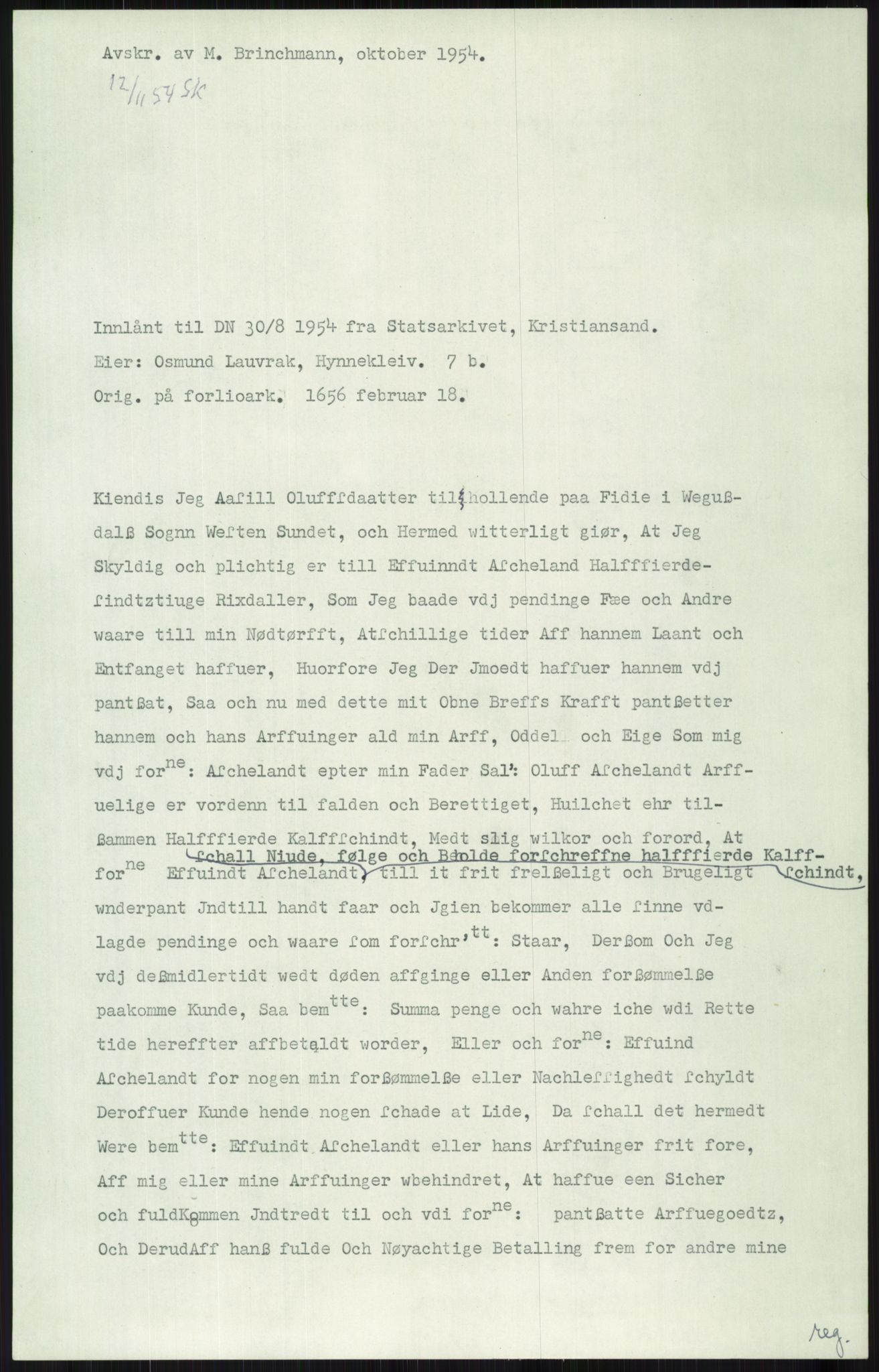 Samlinger til kildeutgivelse, Diplomavskriftsamlingen, AV/RA-EA-4053/H/Ha, s. 3100