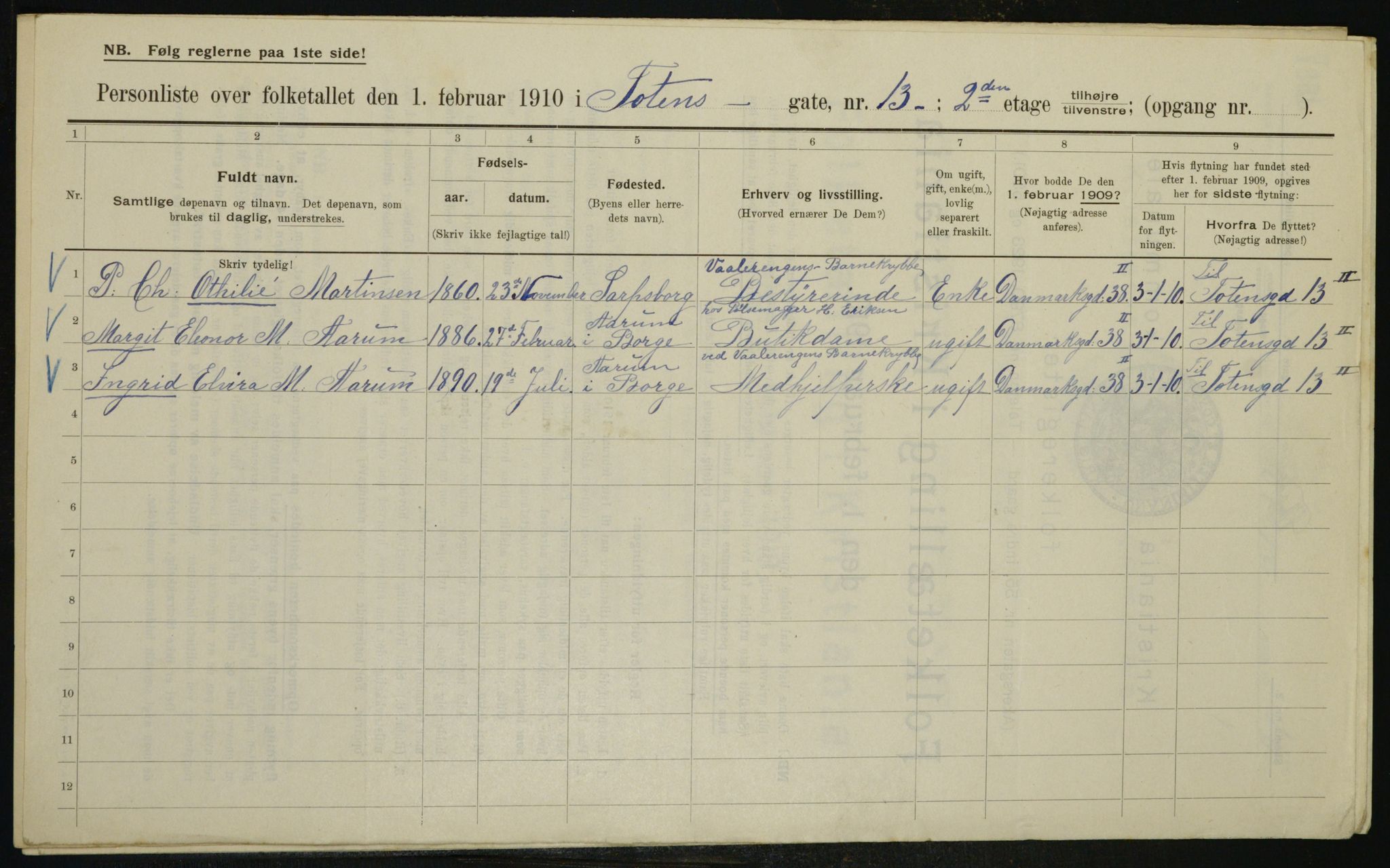 OBA, Kommunal folketelling 1.2.1910 for Kristiania, 1910, s. 109679