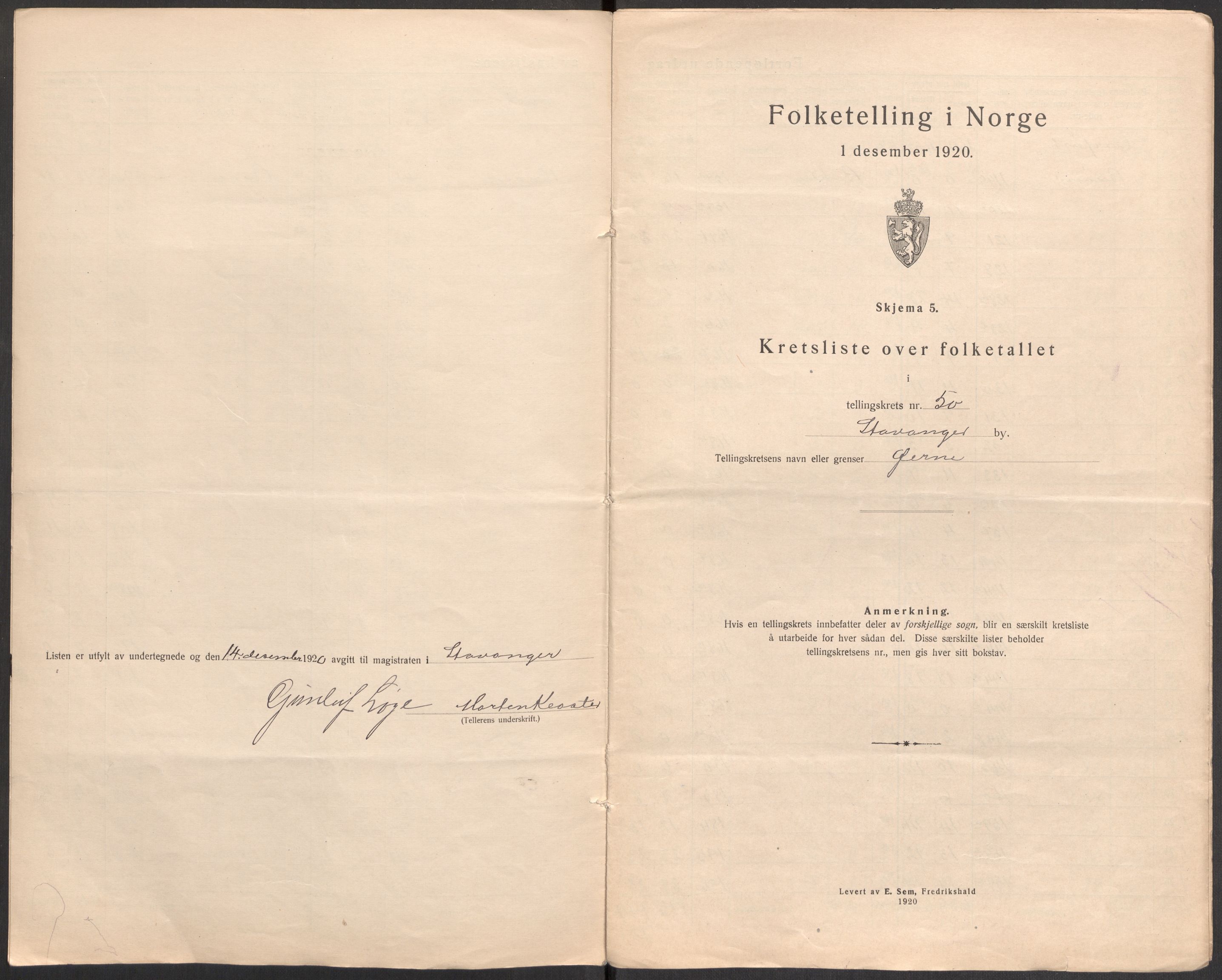 SAST, Folketelling 1920 for 1103 Stavanger kjøpstad, 1920, s. 157