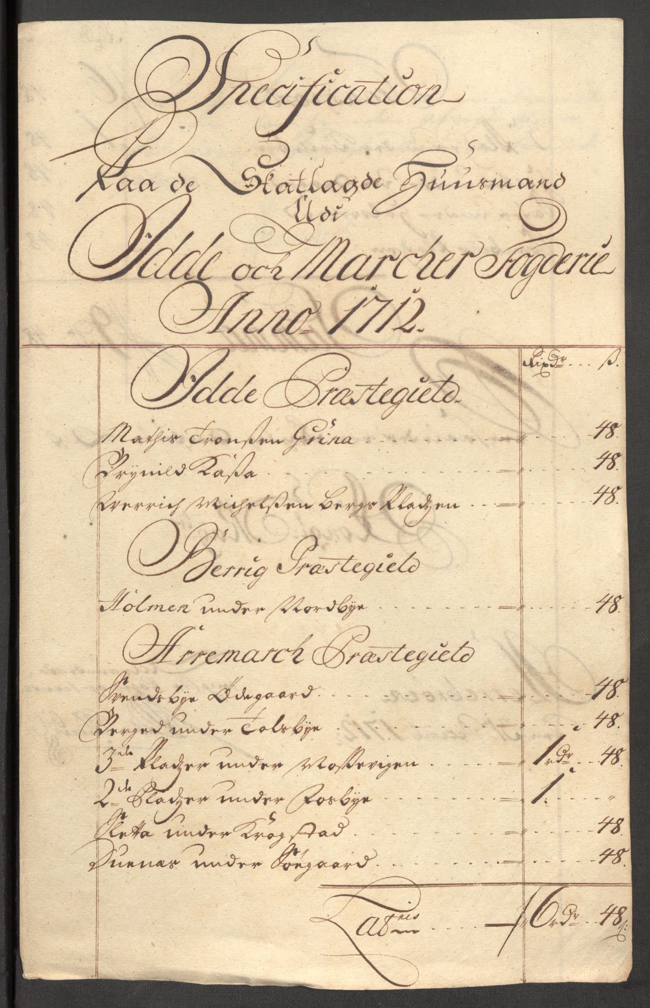 Rentekammeret inntil 1814, Reviderte regnskaper, Fogderegnskap, AV/RA-EA-4092/R01/L0021: Fogderegnskap Idd og Marker, 1712, s. 79