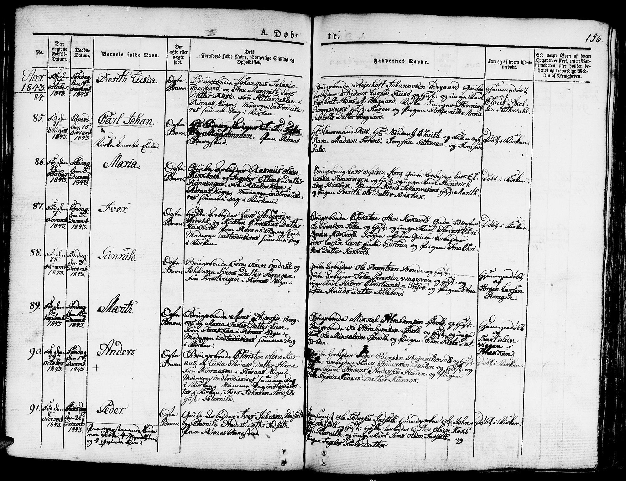 Ministerialprotokoller, klokkerbøker og fødselsregistre - Sør-Trøndelag, SAT/A-1456/681/L0938: Klokkerbok nr. 681C02, 1829-1879, s. 156