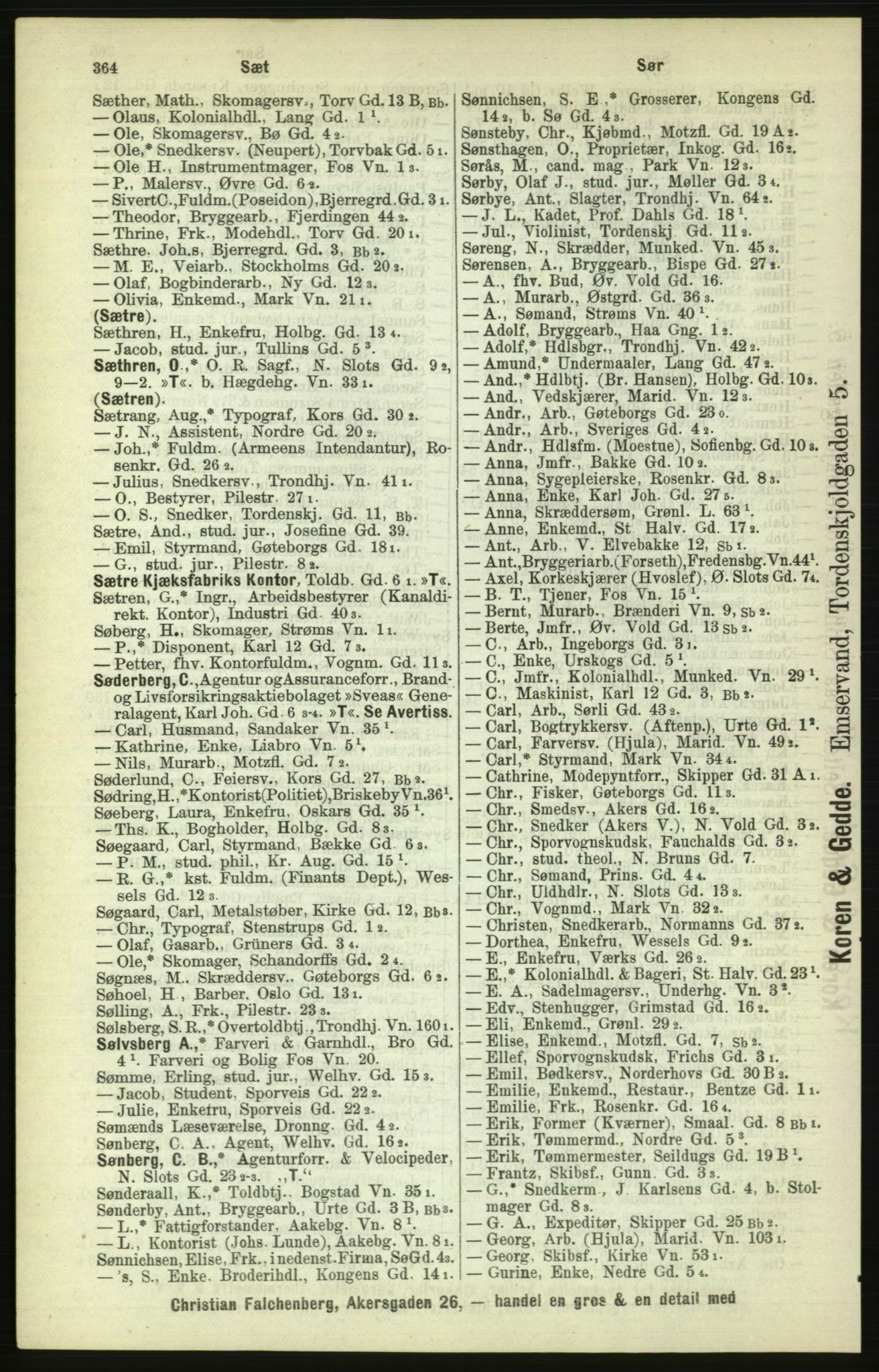 Kristiania/Oslo adressebok, PUBL/-, 1886, s. 364