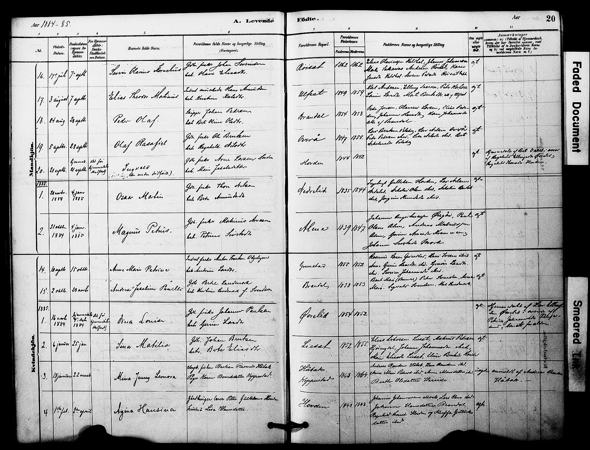 Ministerialprotokoller, klokkerbøker og fødselsregistre - Møre og Romsdal, AV/SAT-A-1454/510/L0122: Ministerialbok nr. 510A02, 1878-1897, s. 20