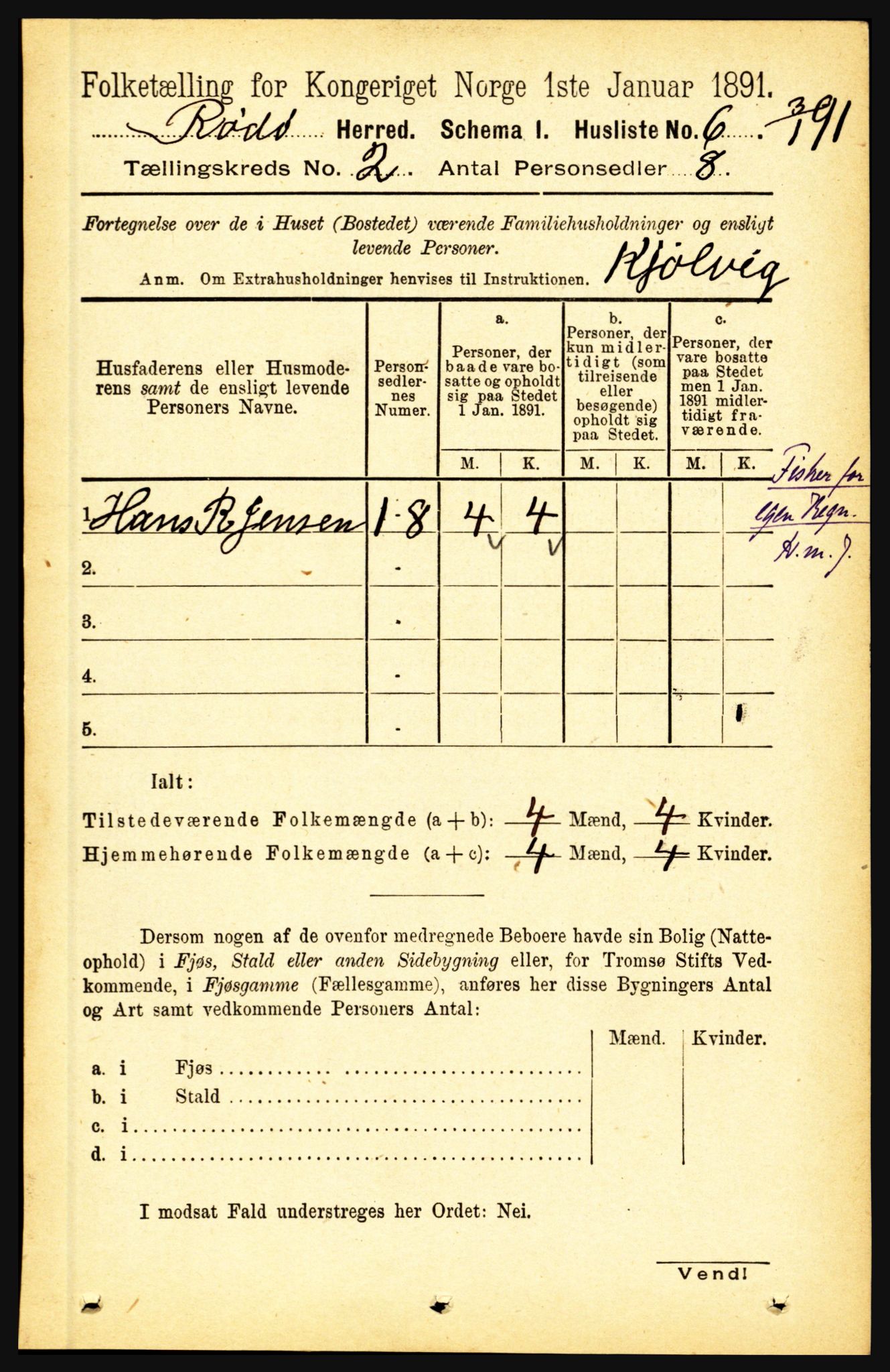 RA, Folketelling 1891 for 1836 Rødøy herred, 1891, s. 159