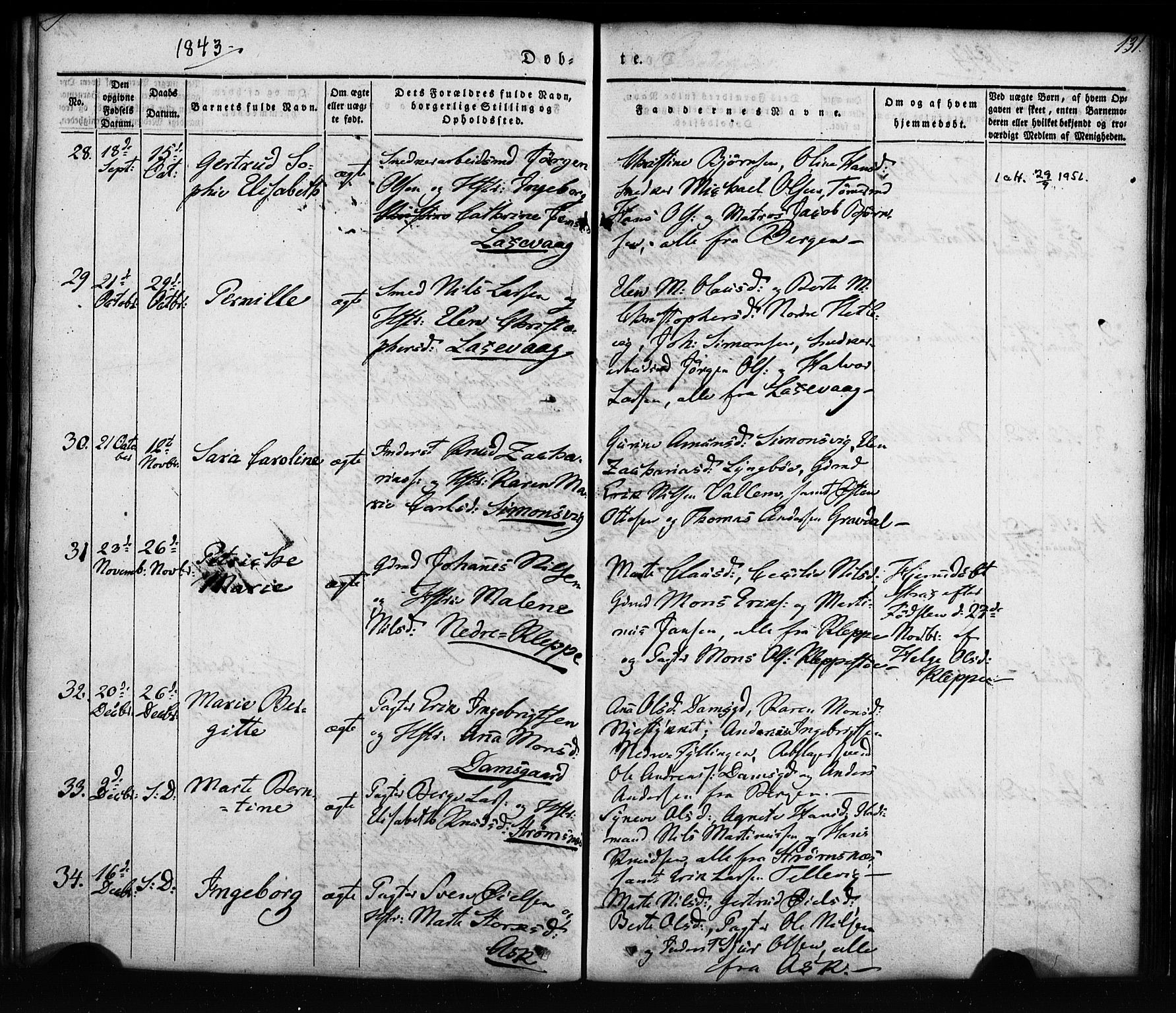 Askøy Sokneprestembete, AV/SAB-A-74101/H/Ha/Haa/Haaa/L0005: Ministerialbok nr. A 5, 1836-1852, s. 131