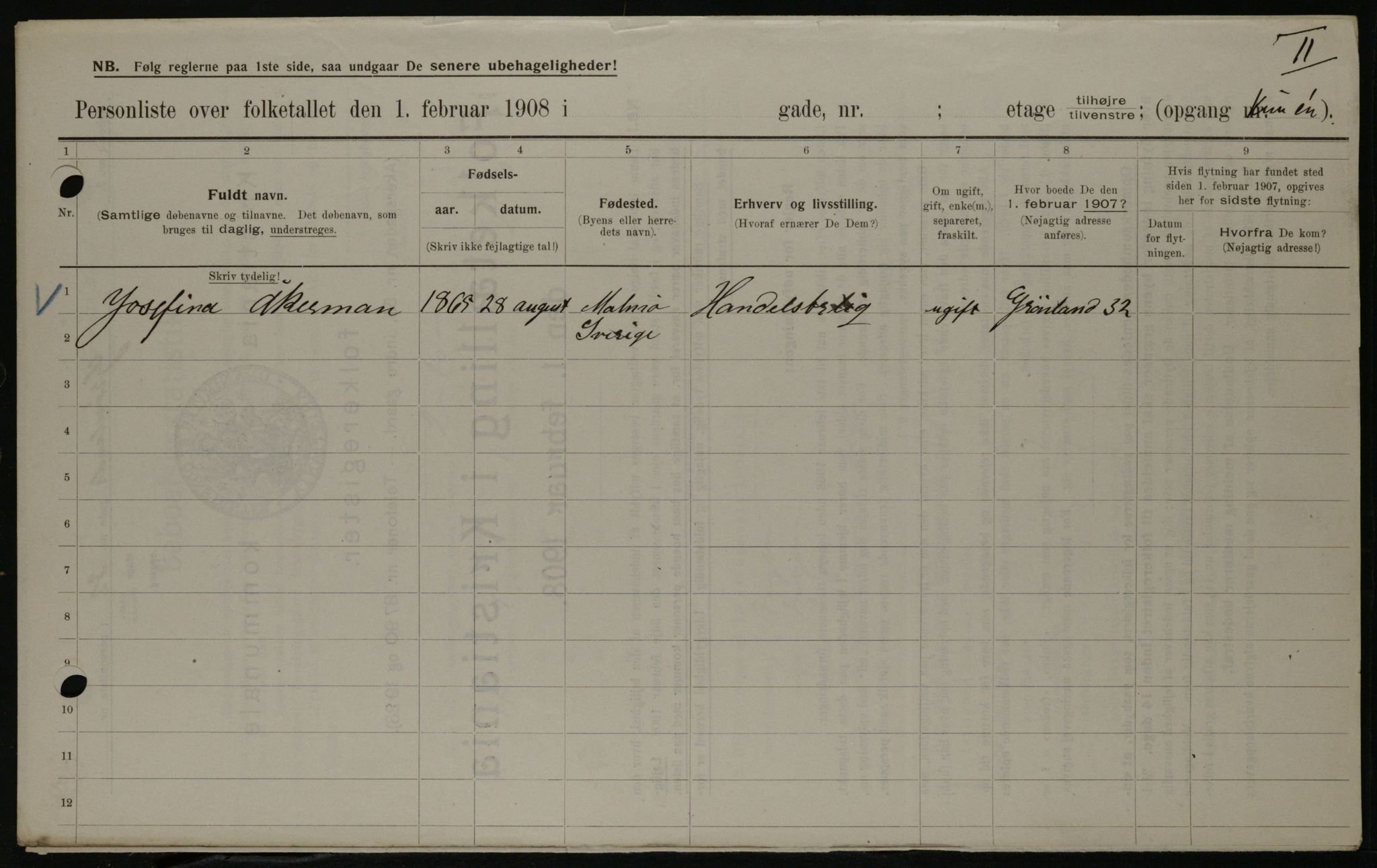 OBA, Kommunal folketelling 1.2.1908 for Kristiania kjøpstad, 1908, s. 28456