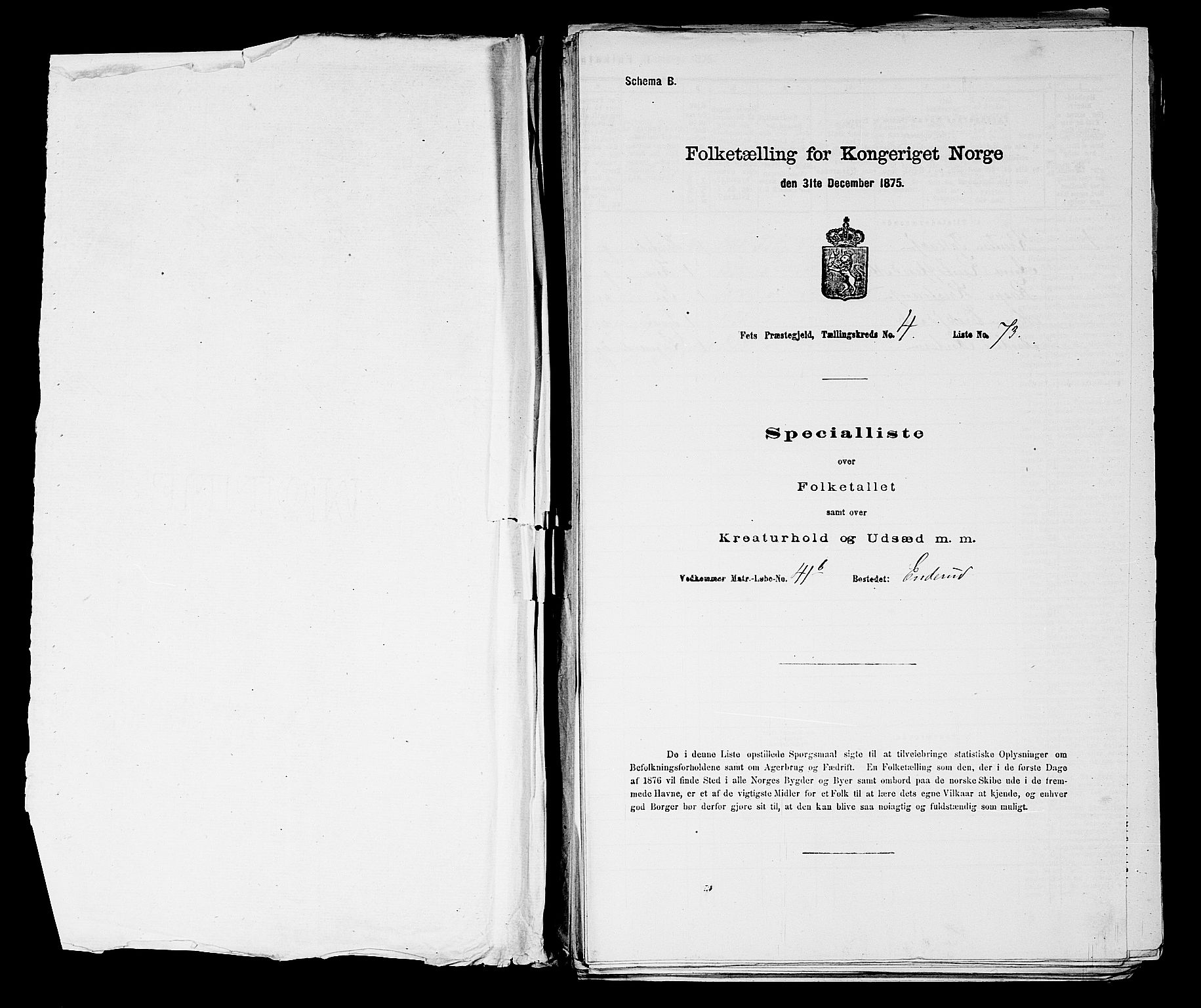 RA, Folketelling 1875 for 0227P Fet prestegjeld, 1875, s. 443