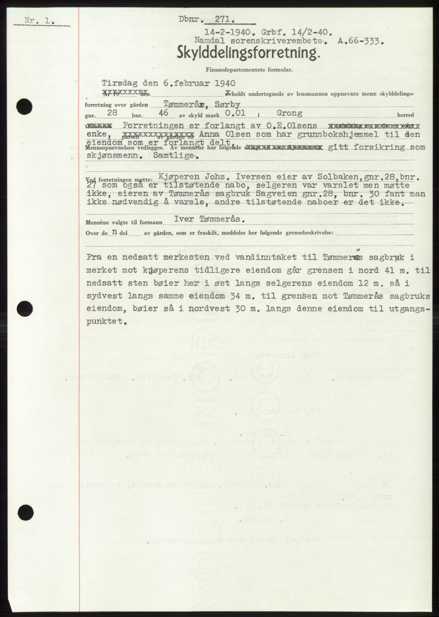 Namdal sorenskriveri, SAT/A-4133/1/2/2C: Pantebok nr. -, 1940-1941, Tingl.dato: 14.02.1940