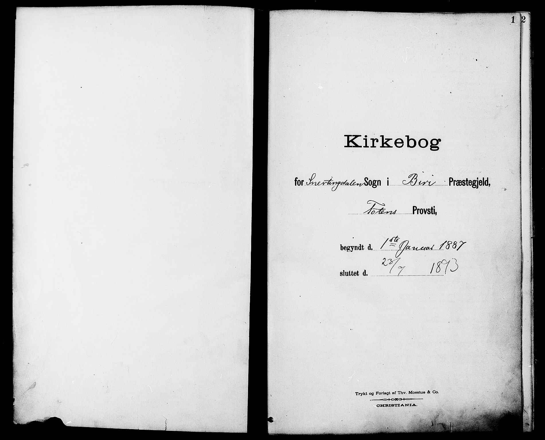 Biri prestekontor, SAH/PREST-096/H/Ha/Haa/L0007: Ministerialbok nr. 7, 1887-1893, s. 1