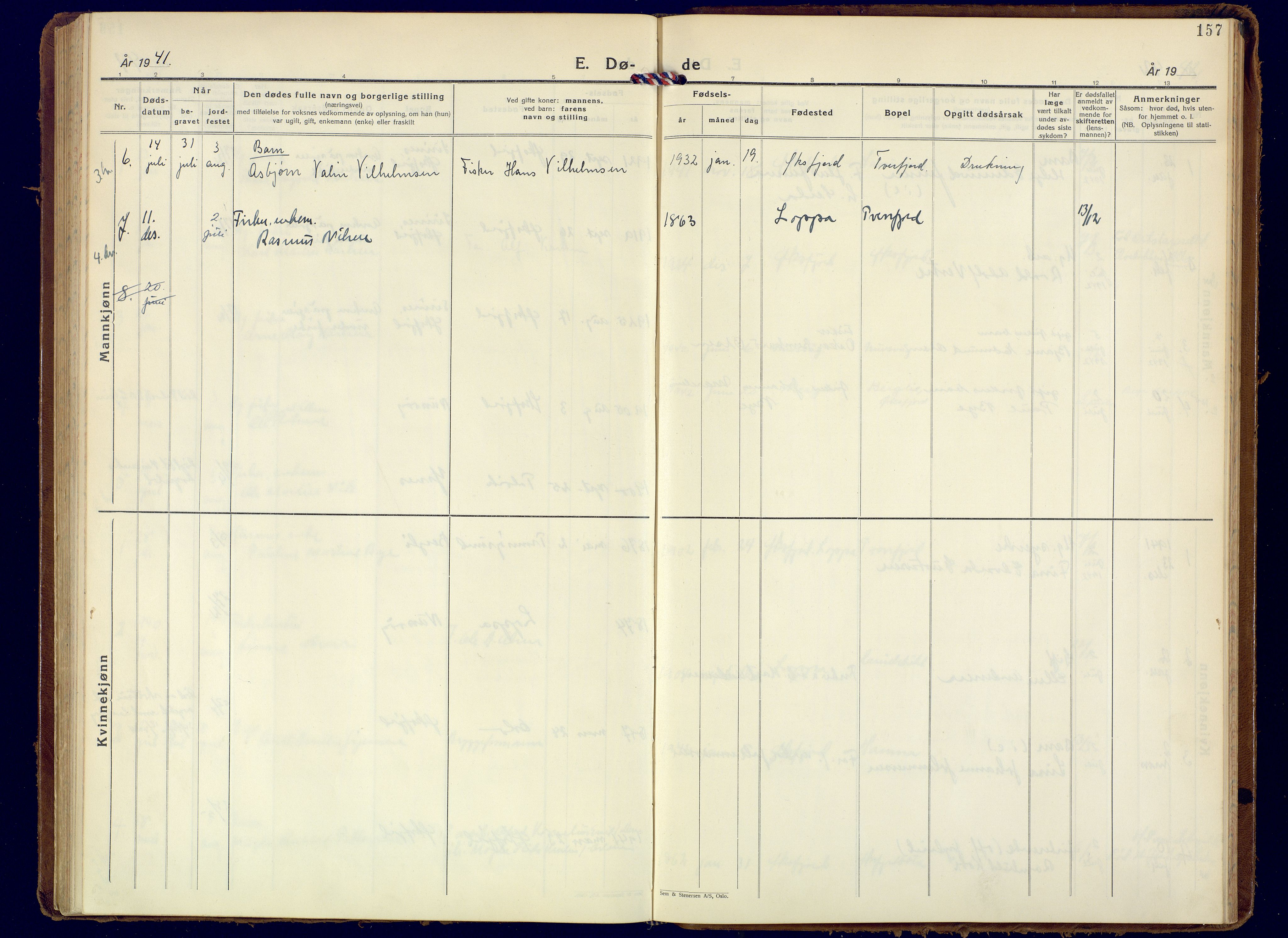 Loppa sokneprestkontor, AV/SATØ-S-1339/H/Ha/L0015kirke: Ministerialbok nr. 15, 1933-1941, s. 157