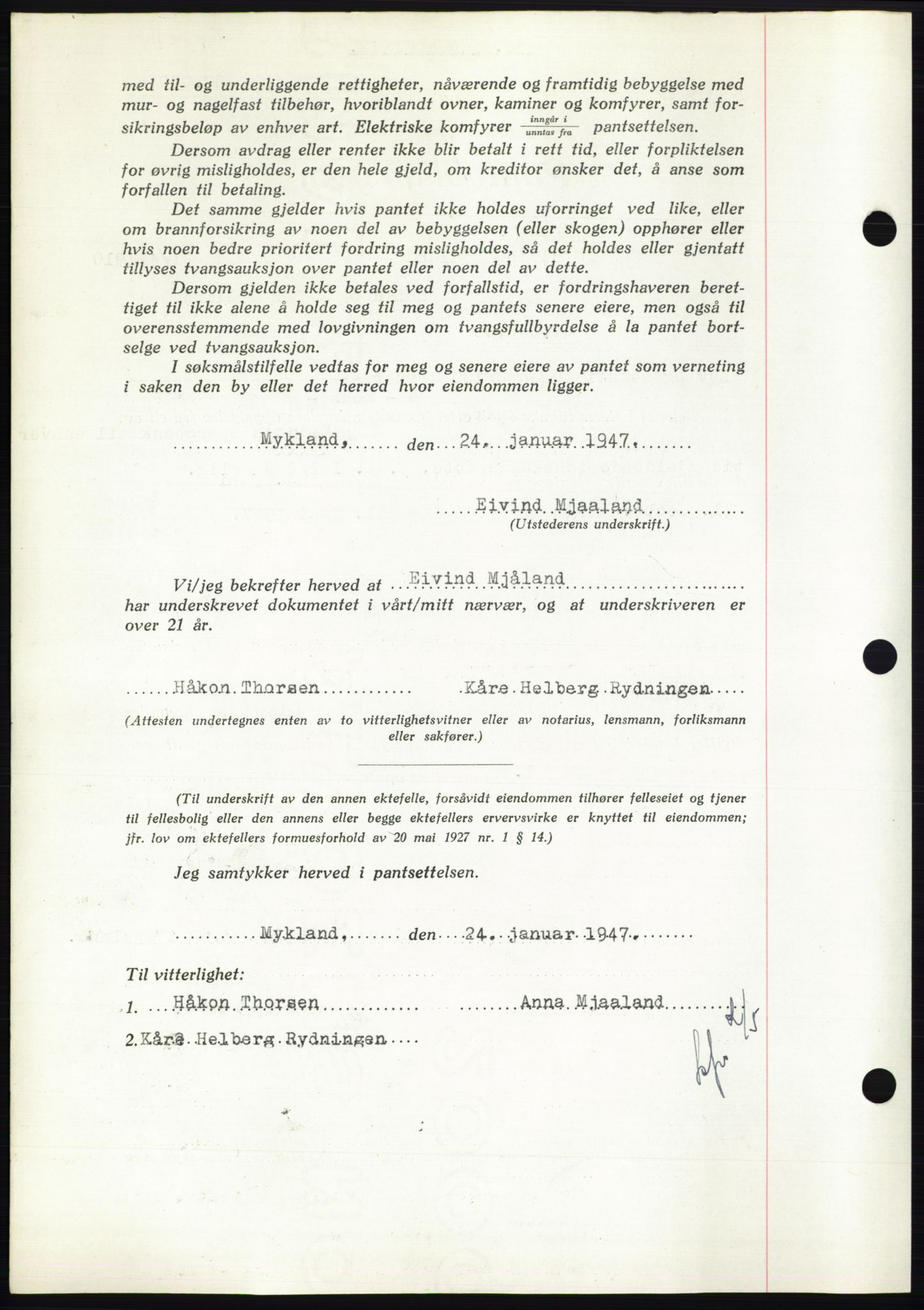 Nedenes sorenskriveri, AV/SAK-1221-0006/G/Gb/Gbb/L0004: Pantebok nr. B4, 1947-1947, Dagboknr: 127/1947