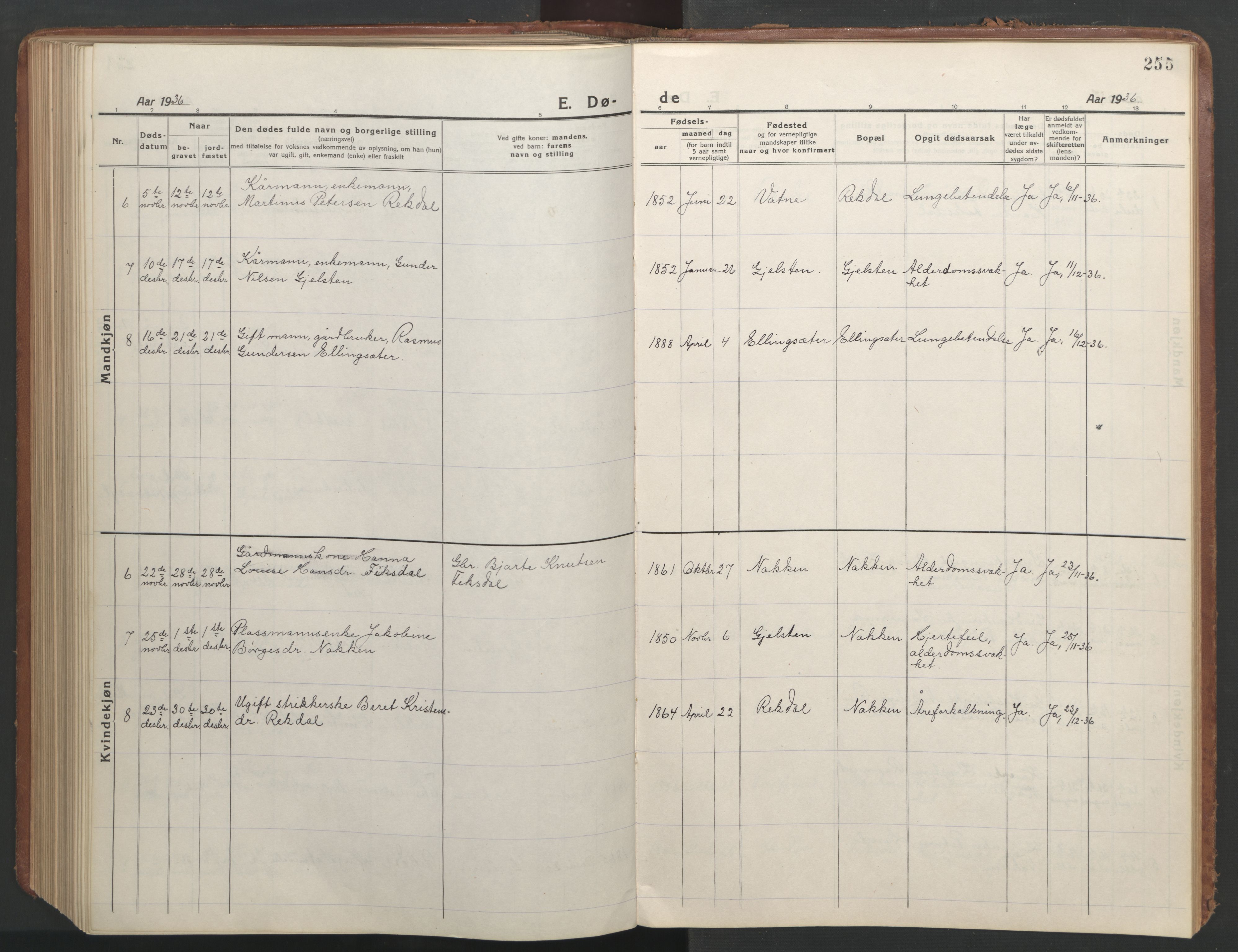 Ministerialprotokoller, klokkerbøker og fødselsregistre - Møre og Romsdal, AV/SAT-A-1454/540/L0542: Klokkerbok nr. 540C02, 1921-1967, s. 255