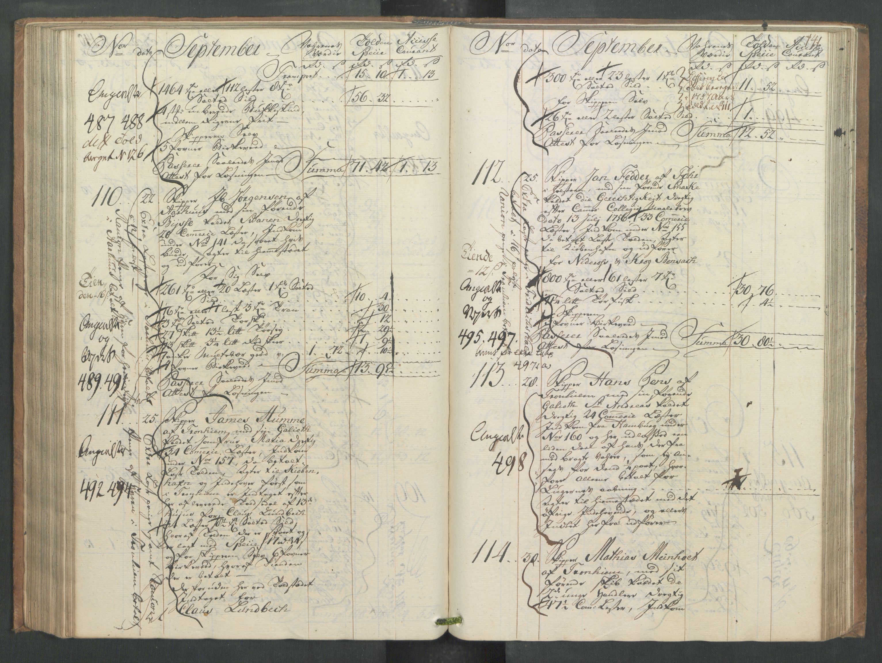 Generaltollkammeret, tollregnskaper, AV/RA-EA-5490/R32/L0013/0001: Tollregnskaper Kristiansund / Hovedtollbok, 1756, s. 140b-141a
