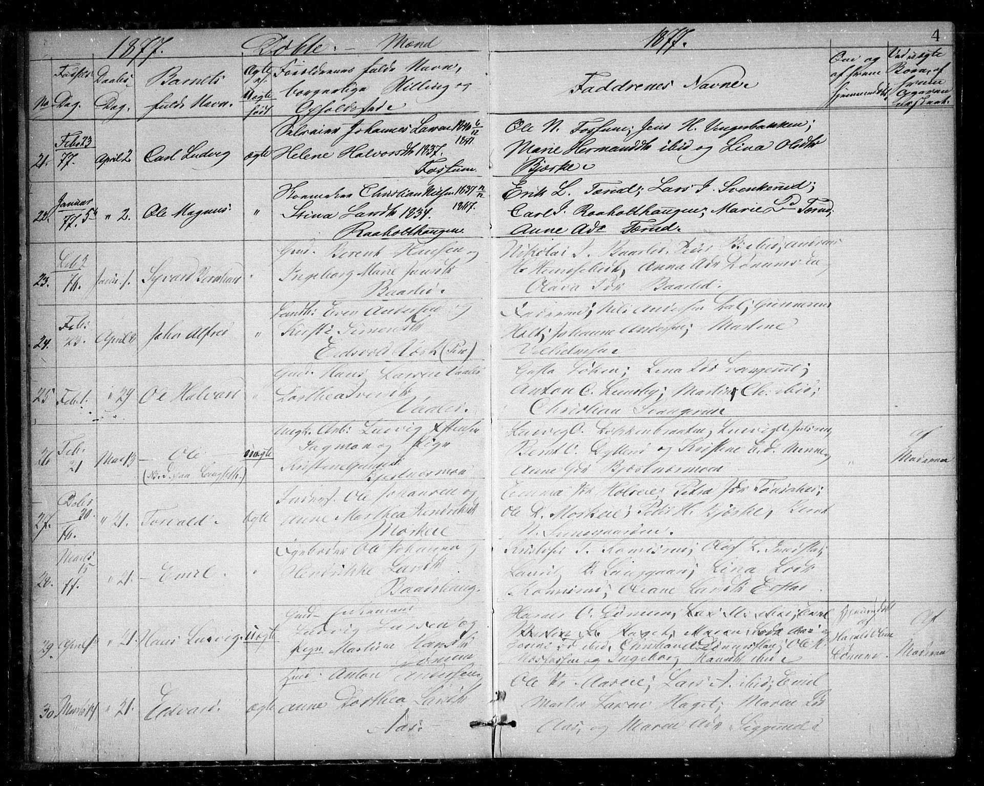 Eidsvoll prestekontor Kirkebøker, AV/SAO-A-10888/G/Ga/L0004: Klokkerbok nr. I 4, 1877-1884, s. 4