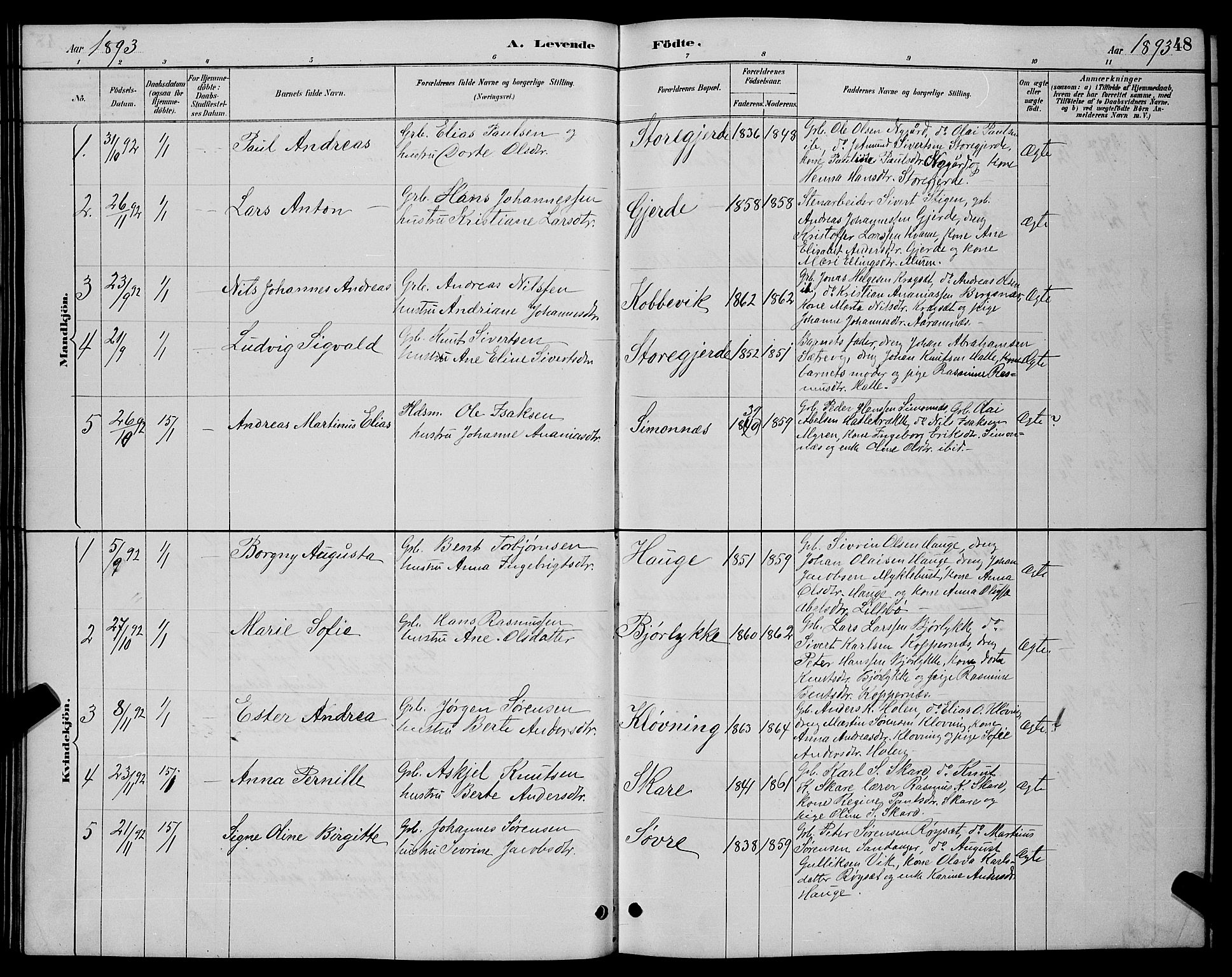 Ministerialprotokoller, klokkerbøker og fødselsregistre - Møre og Romsdal, AV/SAT-A-1454/503/L0048: Klokkerbok nr. 503C03, 1885-1893, s. 48