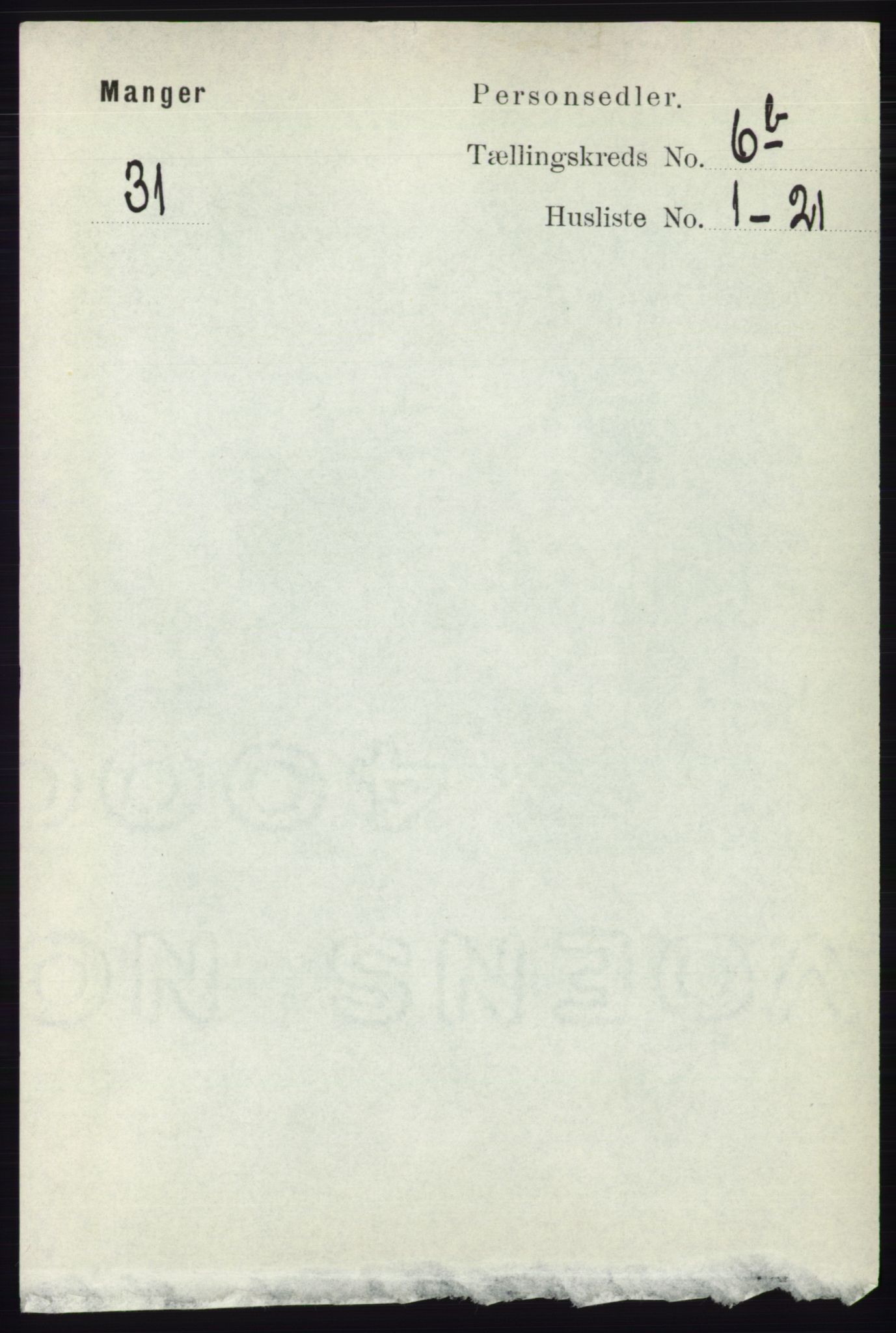 RA, Folketelling 1891 for 1261 Manger herred, 1891, s. 3990