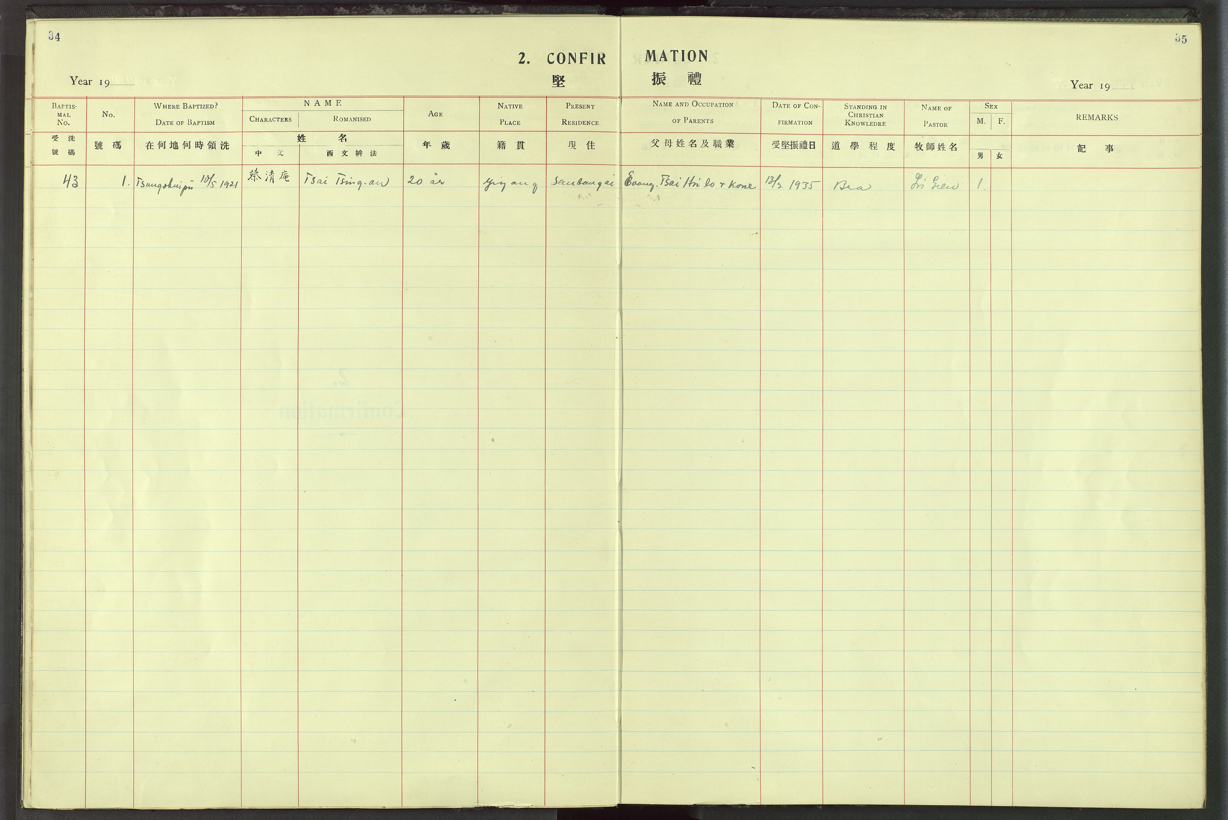 Det Norske Misjonsselskap - utland - Kina (Hunan), VID/MA-A-1065/Dm/L0021: Ministerialbok nr. 59, 1910-1948, s. 34-35