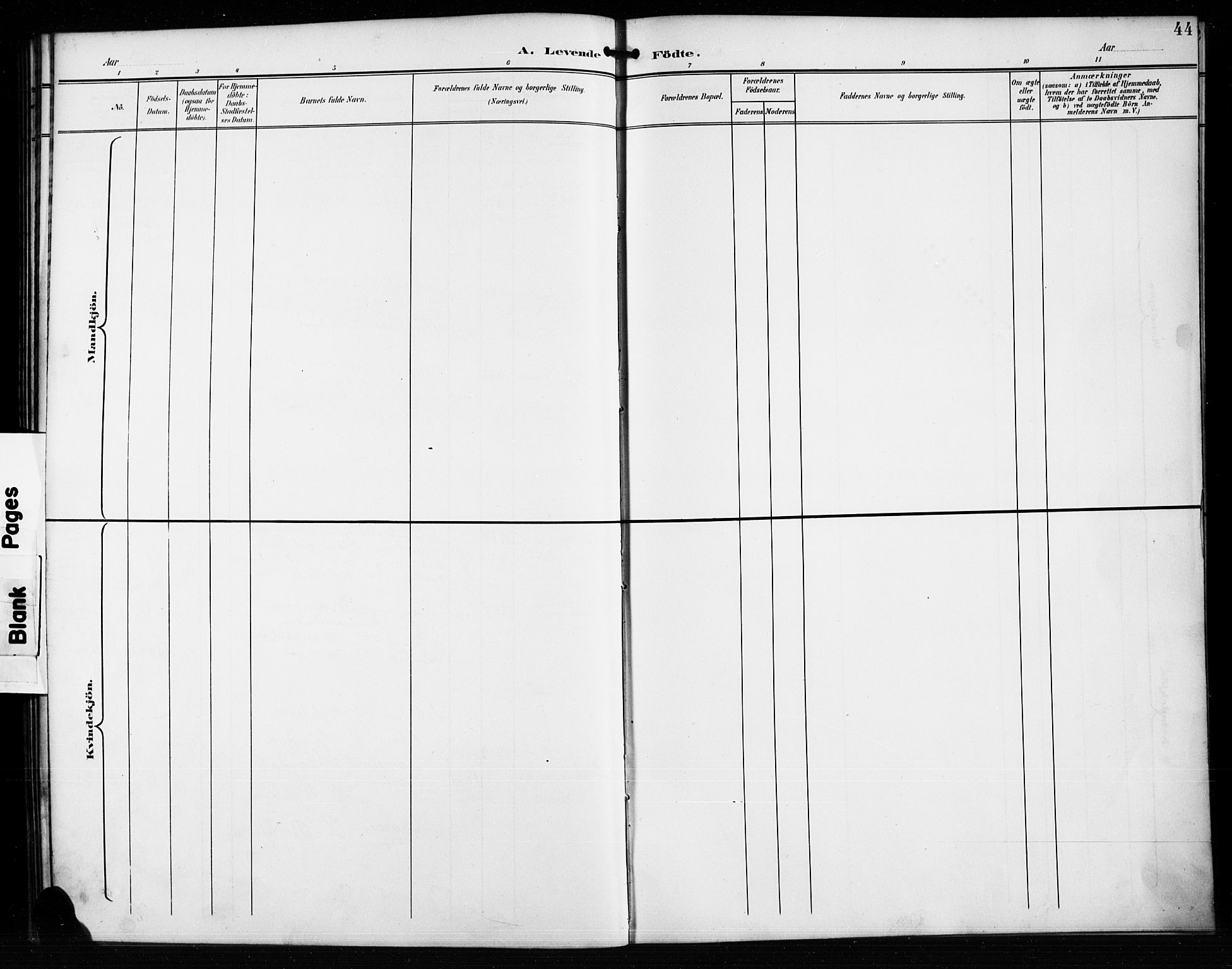 Valle sokneprestkontor, SAK/1111-0044/F/Fb/Fba/L0003: Klokkerbok nr. B 3, 1895-1916, s. 44
