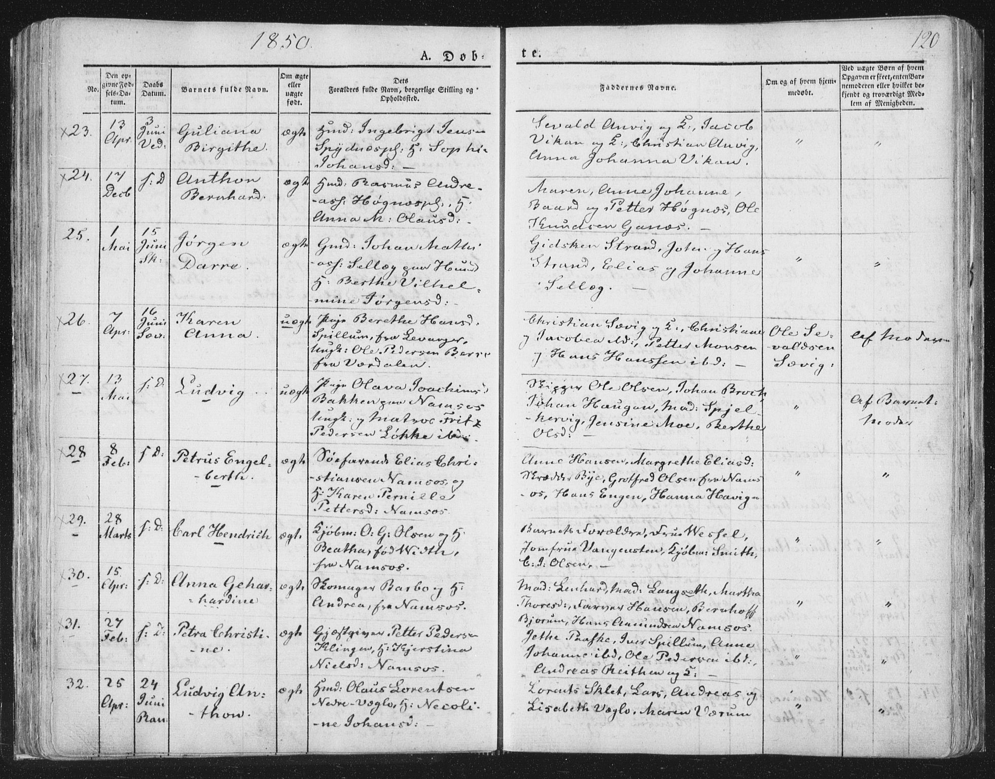 Ministerialprotokoller, klokkerbøker og fødselsregistre - Nord-Trøndelag, SAT/A-1458/764/L0551: Ministerialbok nr. 764A07a, 1824-1864, s. 120