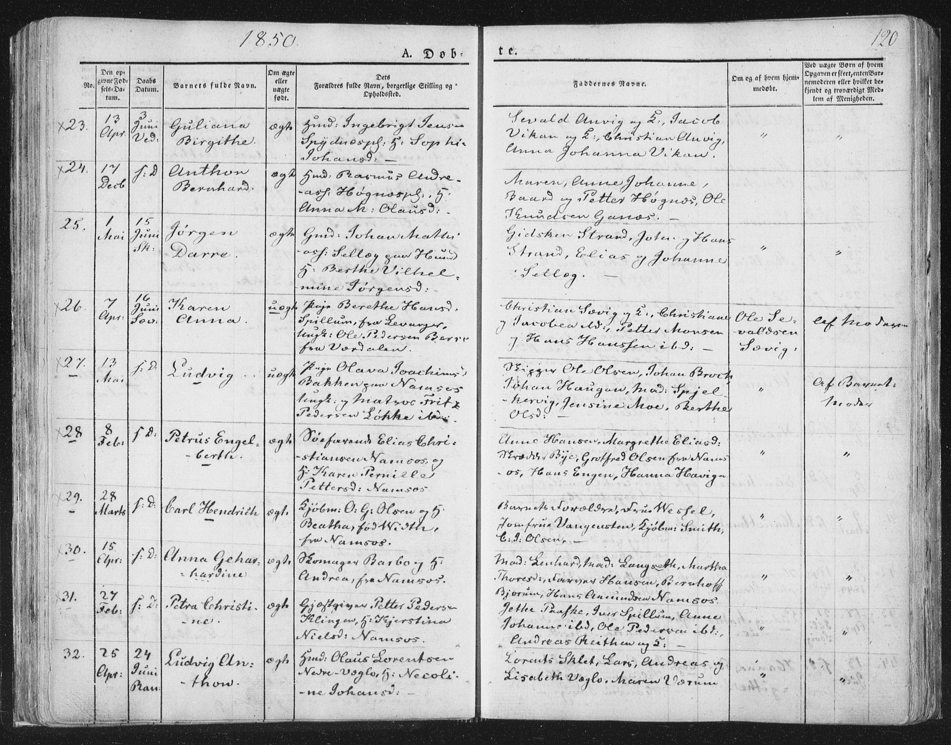 Ministerialprotokoller, klokkerbøker og fødselsregistre - Nord-Trøndelag, AV/SAT-A-1458/764/L0551: Ministerialbok nr. 764A07a, 1824-1864, s. 120