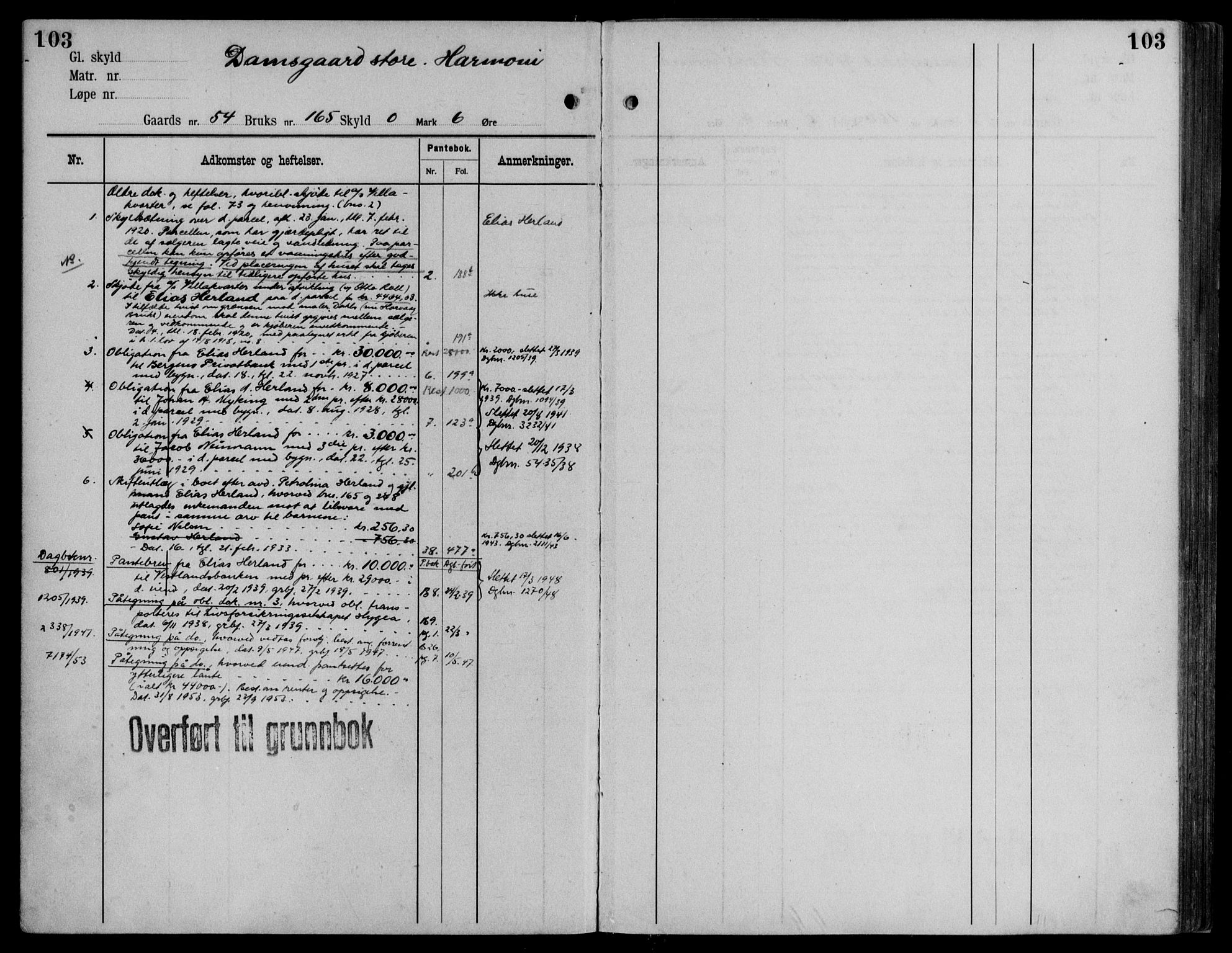 Midhordland sorenskriveri, AV/SAB-A-3001/1/G/Ga/Gab/L0115: Panteregister nr. II.A.b.115, s. 103