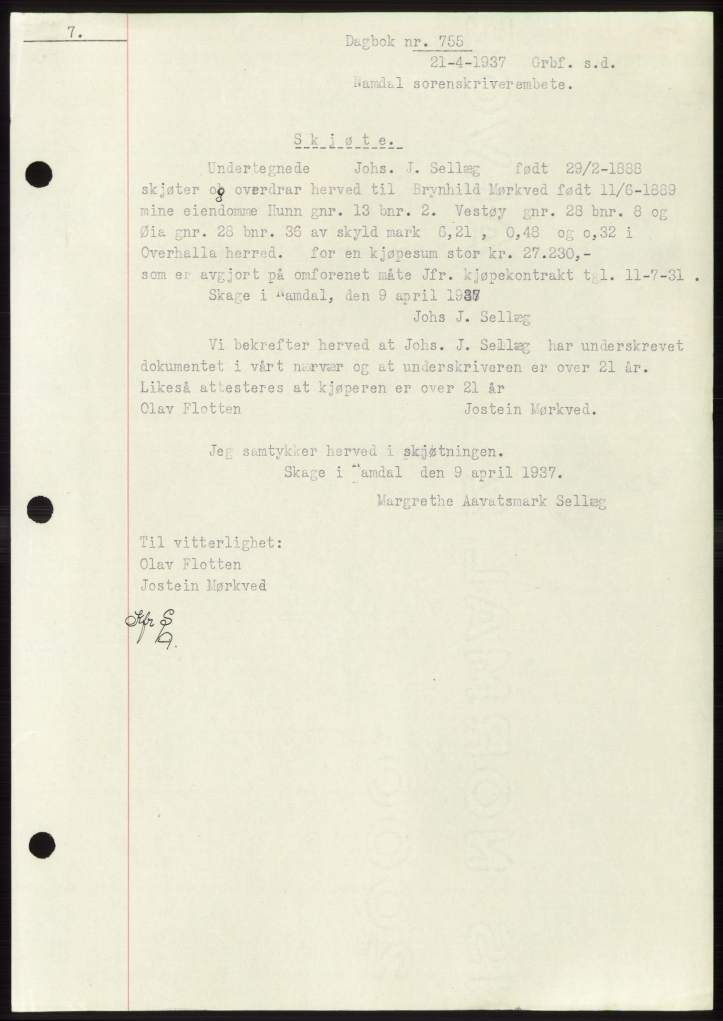 Namdal sorenskriveri, SAT/A-4133/1/2/2C: Pantebok nr. -, 1937-1939, Tingl.dato: 21.04.1937