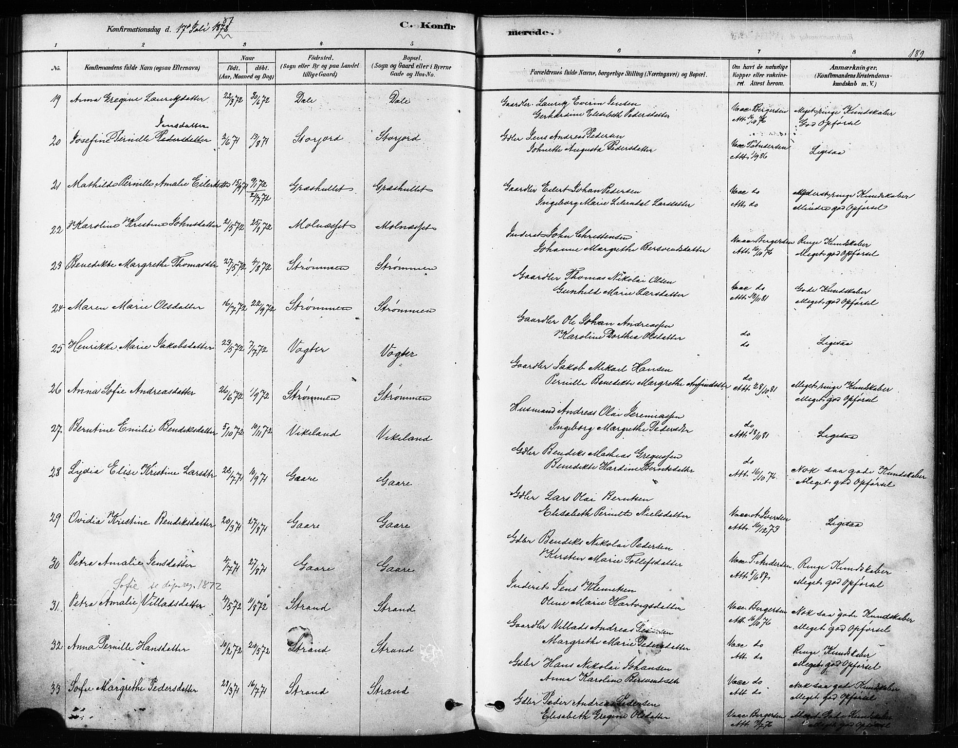 Kvæfjord sokneprestkontor, AV/SATØ-S-1323/G/Ga/Gaa/L0005kirke: Ministerialbok nr. 5, 1878-1894, s. 189