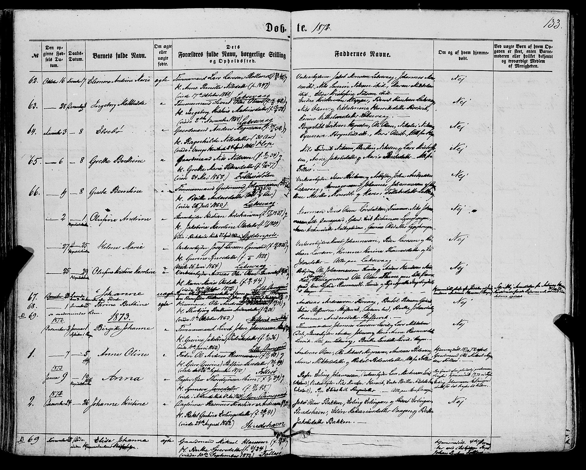 Askøy Sokneprestembete, AV/SAB-A-74101/H/Ha/Haa/Haaa/L0009: Ministerialbok nr. A 9, 1863-1877, s. 133