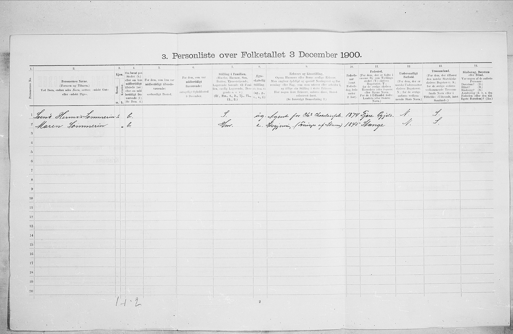 SAO, Folketelling 1900 for 0301 Kristiania kjøpstad, 1900, s. 63455