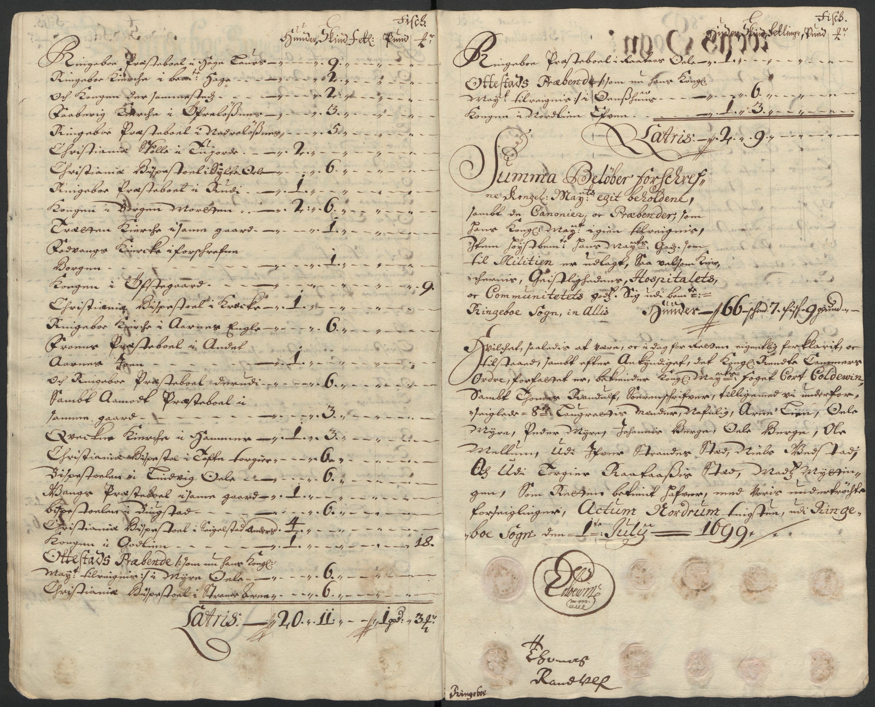 Rentekammeret inntil 1814, Reviderte regnskaper, Fogderegnskap, AV/RA-EA-4092/R17/L1172: Fogderegnskap Gudbrandsdal, 1699, s. 229