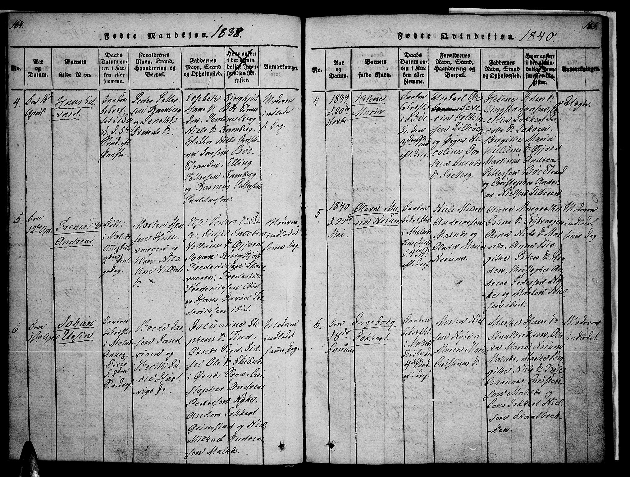 Ministerialprotokoller, klokkerbøker og fødselsregistre - Nordland, AV/SAT-A-1459/891/L1298: Ministerialbok nr. 891A03, 1820-1840, s. 164-165