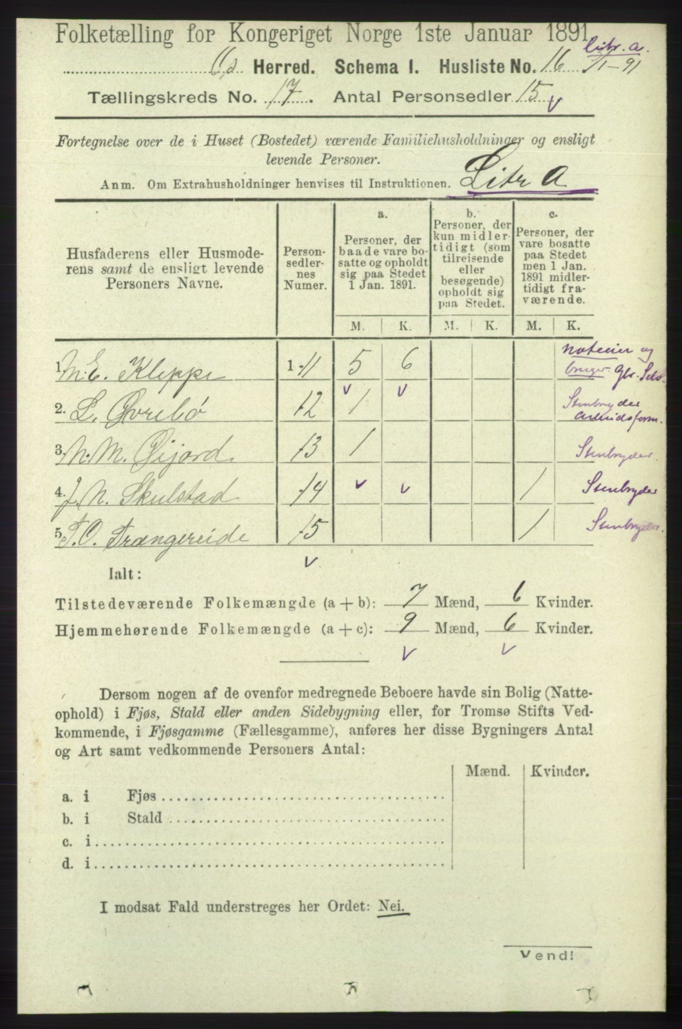 RA, Folketelling 1891 for 1243 Os herred, 1891, s. 3711