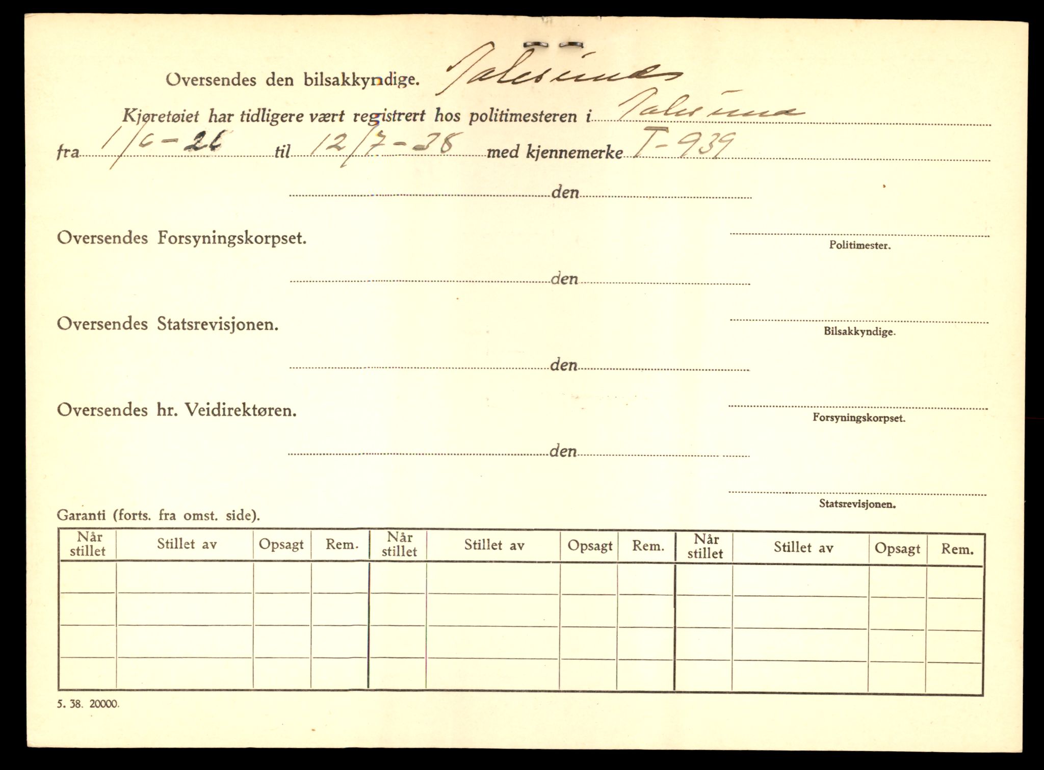 Møre og Romsdal vegkontor - Ålesund trafikkstasjon, SAT/A-4099/F/Fe/L0009: Registreringskort for kjøretøy T 896 - T 1049, 1927-1998, s. 658