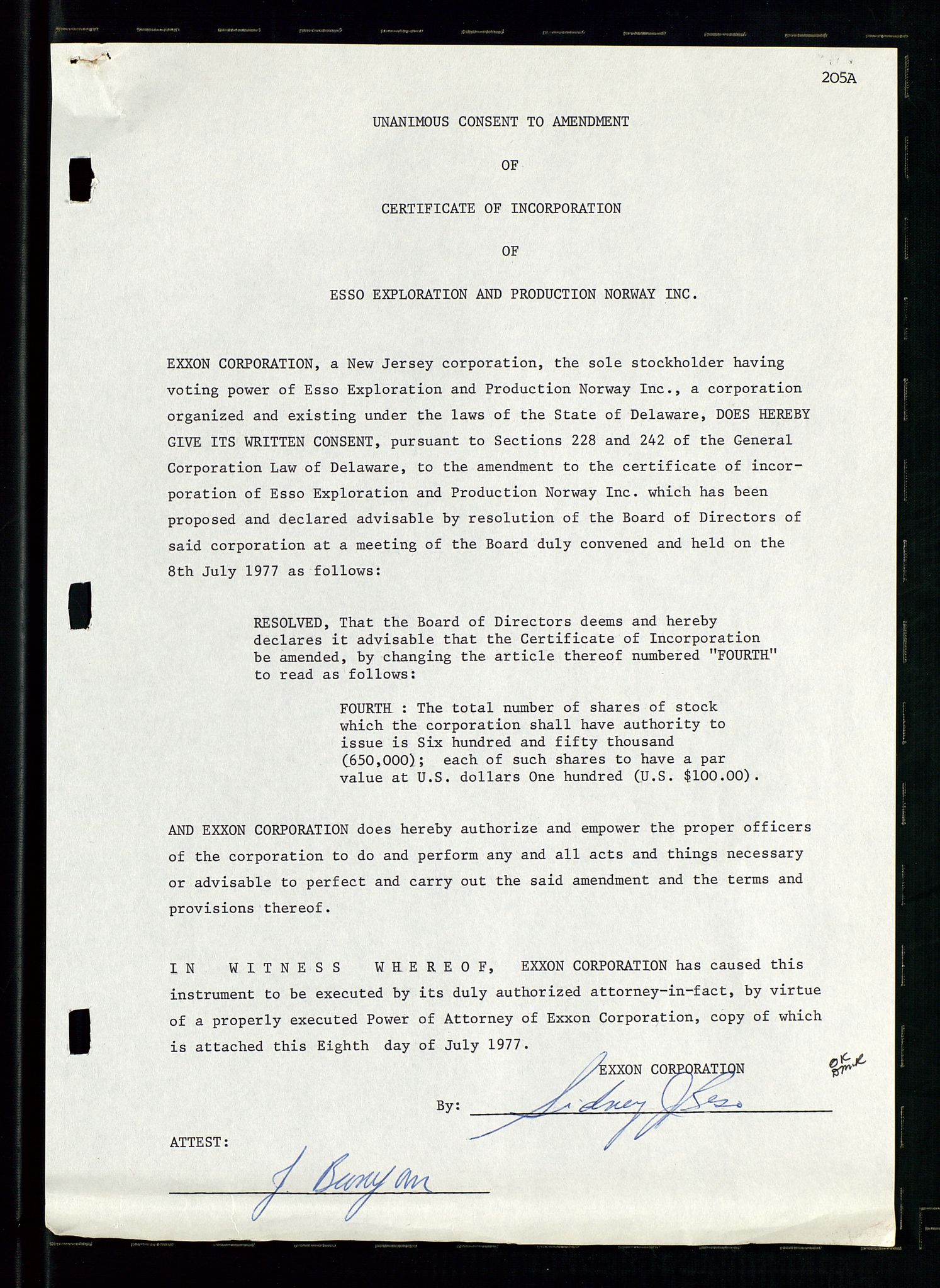 Pa 1512 - Esso Exploration and Production Norway Inc., AV/SAST-A-101917/A/Aa/L0001/0002: Styredokumenter / Corporate records, Board meeting minutes, Agreements, Stocholder meetings, 1975-1979, s. 57