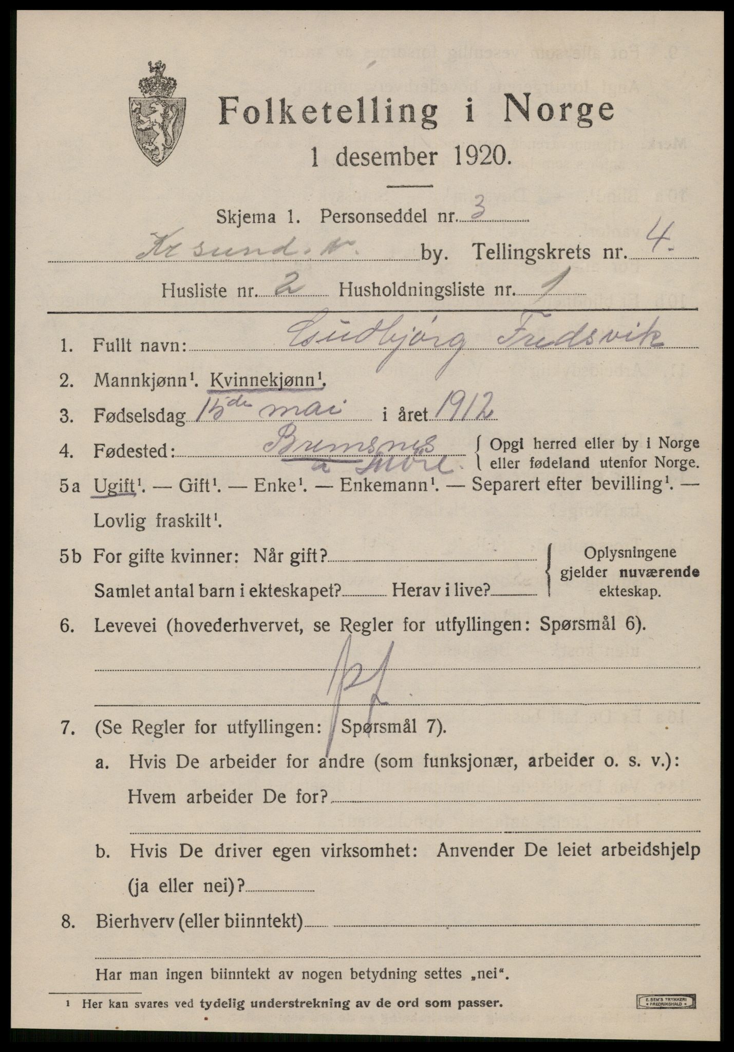SAT, Folketelling 1920 for 1503 Kristiansund kjøpstad, 1920, s. 14927