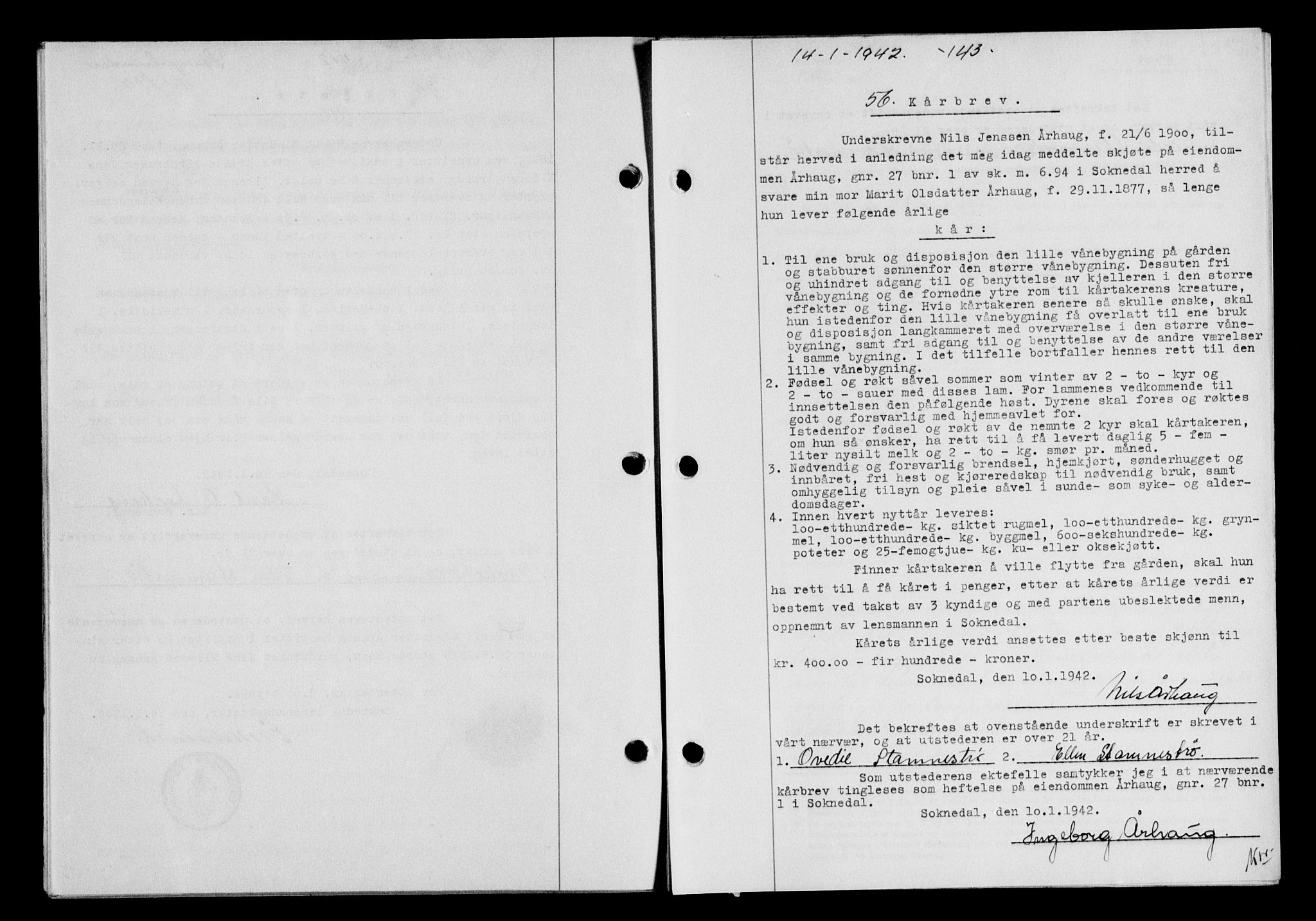 Gauldal sorenskriveri, SAT/A-0014/1/2/2C/L0054: Pantebok nr. 59, 1941-1942, Dagboknr: 56/1942