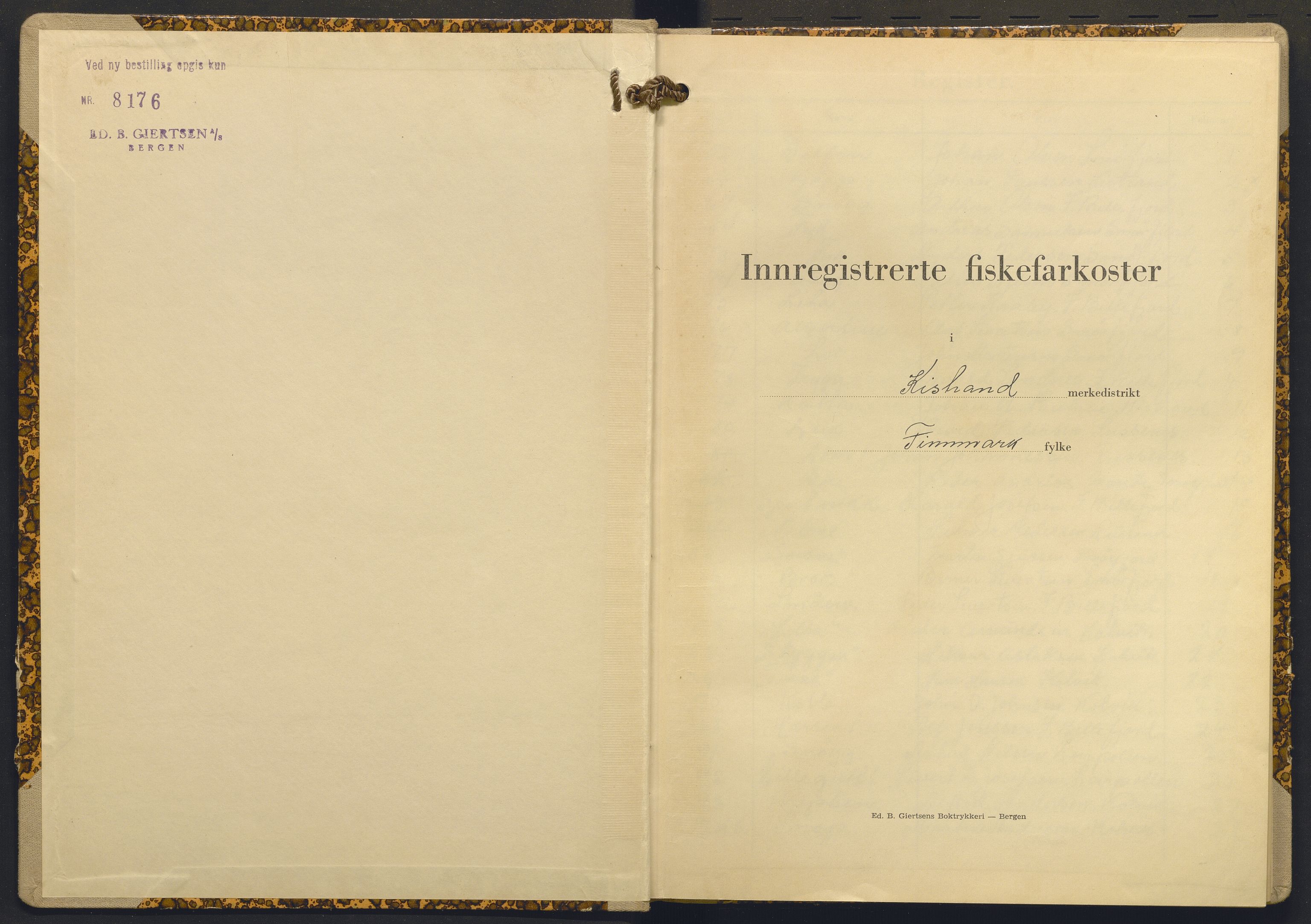 Fiskeridirektoratet - 1 Adm. ledelse - 13 Båtkontoret, AV/SAB-A-2003/I/Ia/Ia.a/L0021: 135.0107/3 Merkeprotokoll - Kistrand, 1957-1963