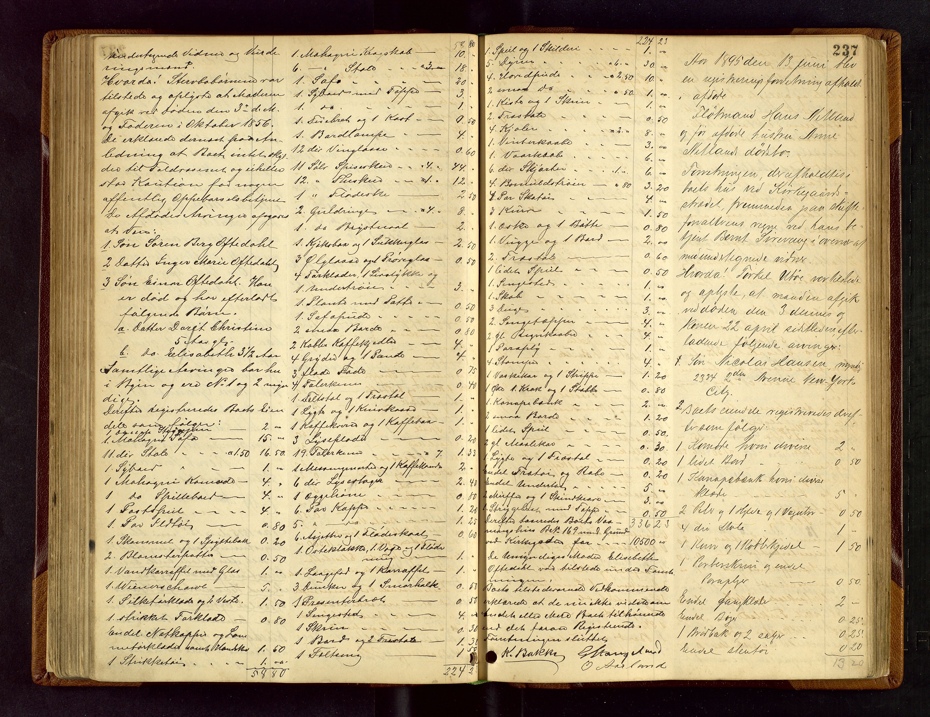 Stavanger skifteforvalter, AV/SAST-A-101412/001/5/53/533BA/L0001: Registreringsprotokoll, 1882-1902, s. 237