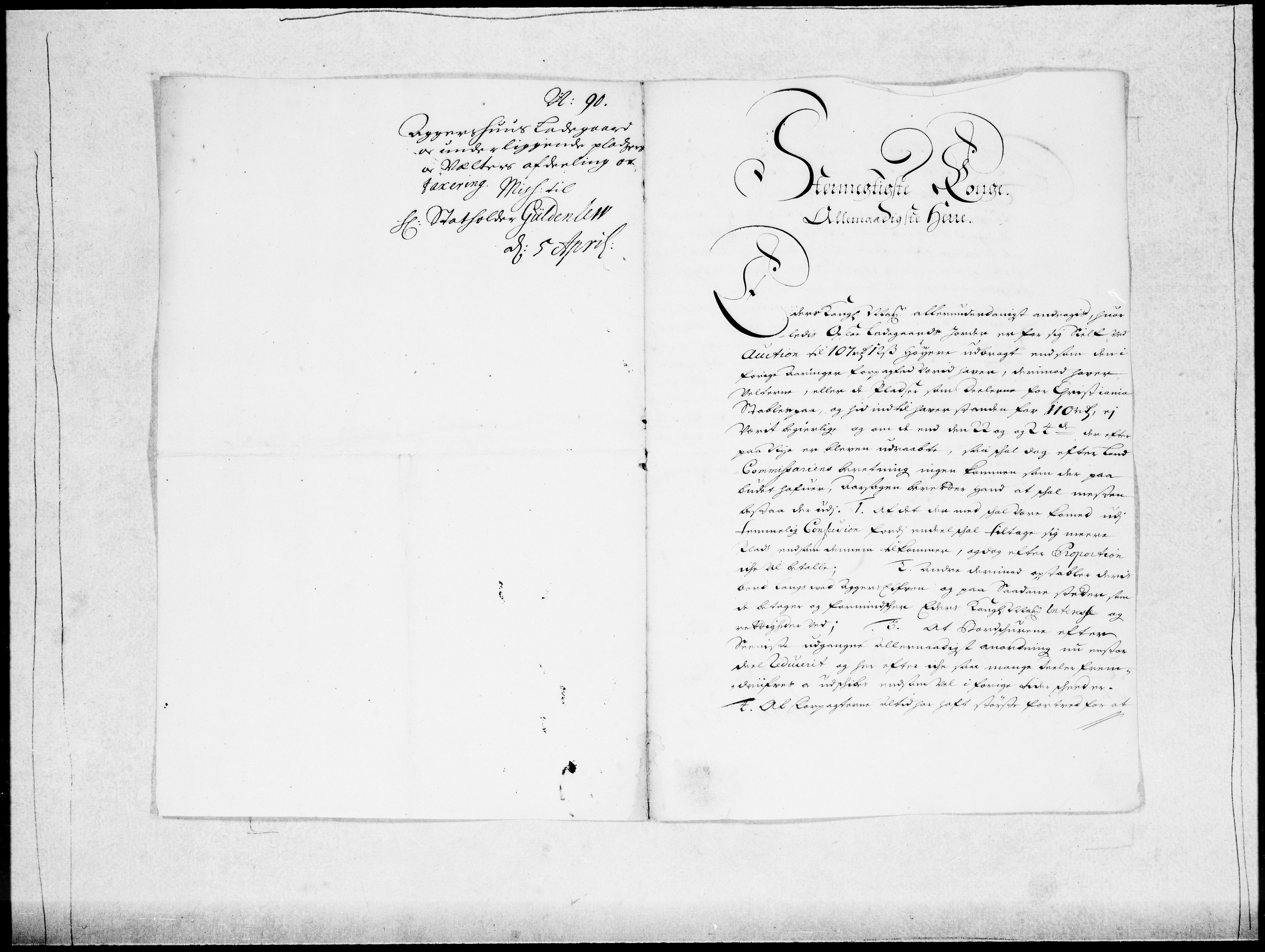 Danske Kanselli 1572-1799, RA/EA-3023/F/Fc/Fcc/Fcca/L0043: Norske innlegg 1572-1799, 1689-1690, s. 291