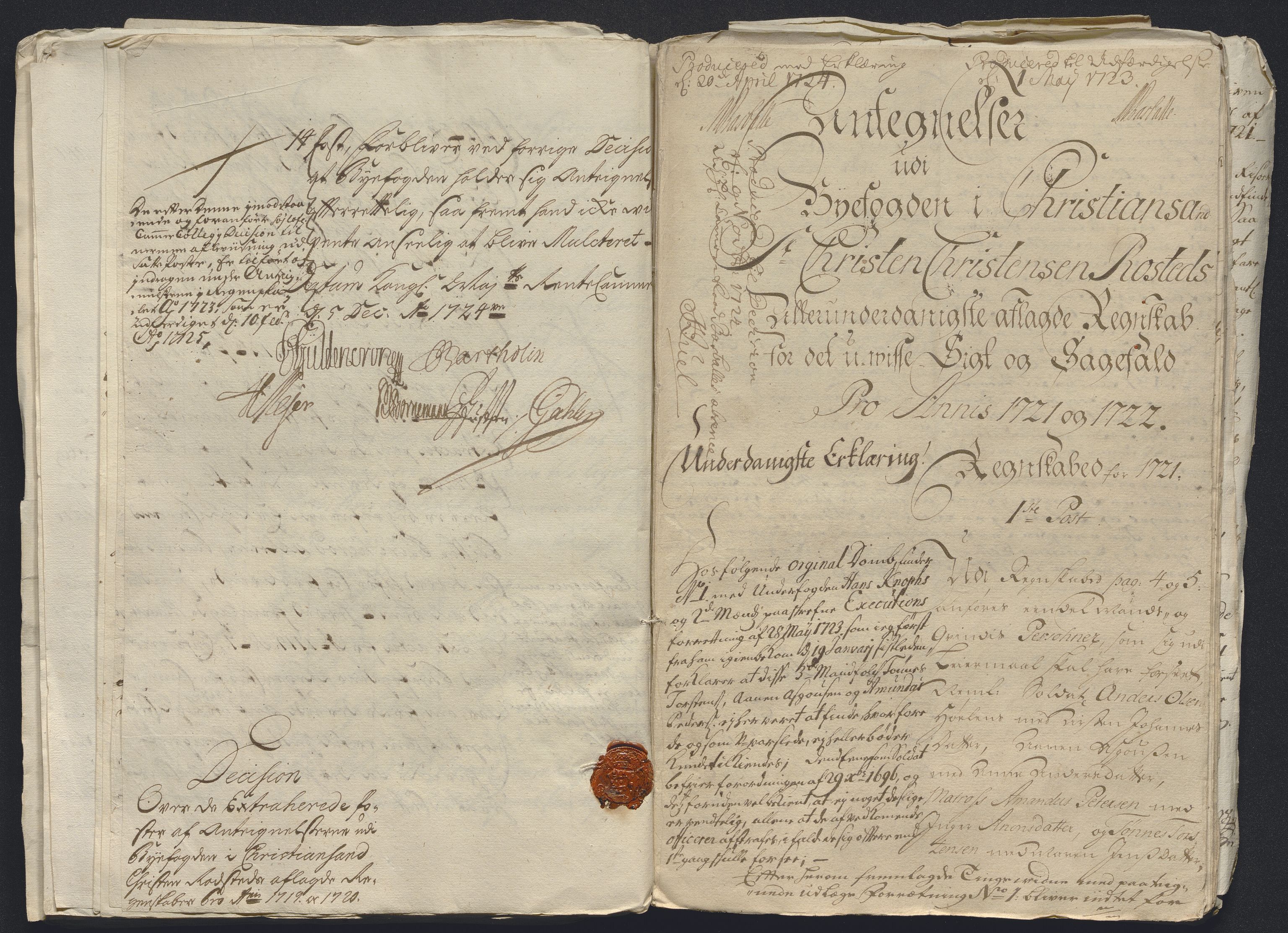 Rentekammeret inntil 1814, Reviderte regnskaper, Byregnskaper, AV/RA-EA-4066/R/Rm/L0286: [M19] Sikt og sakefall, 1719-1727, s. 177