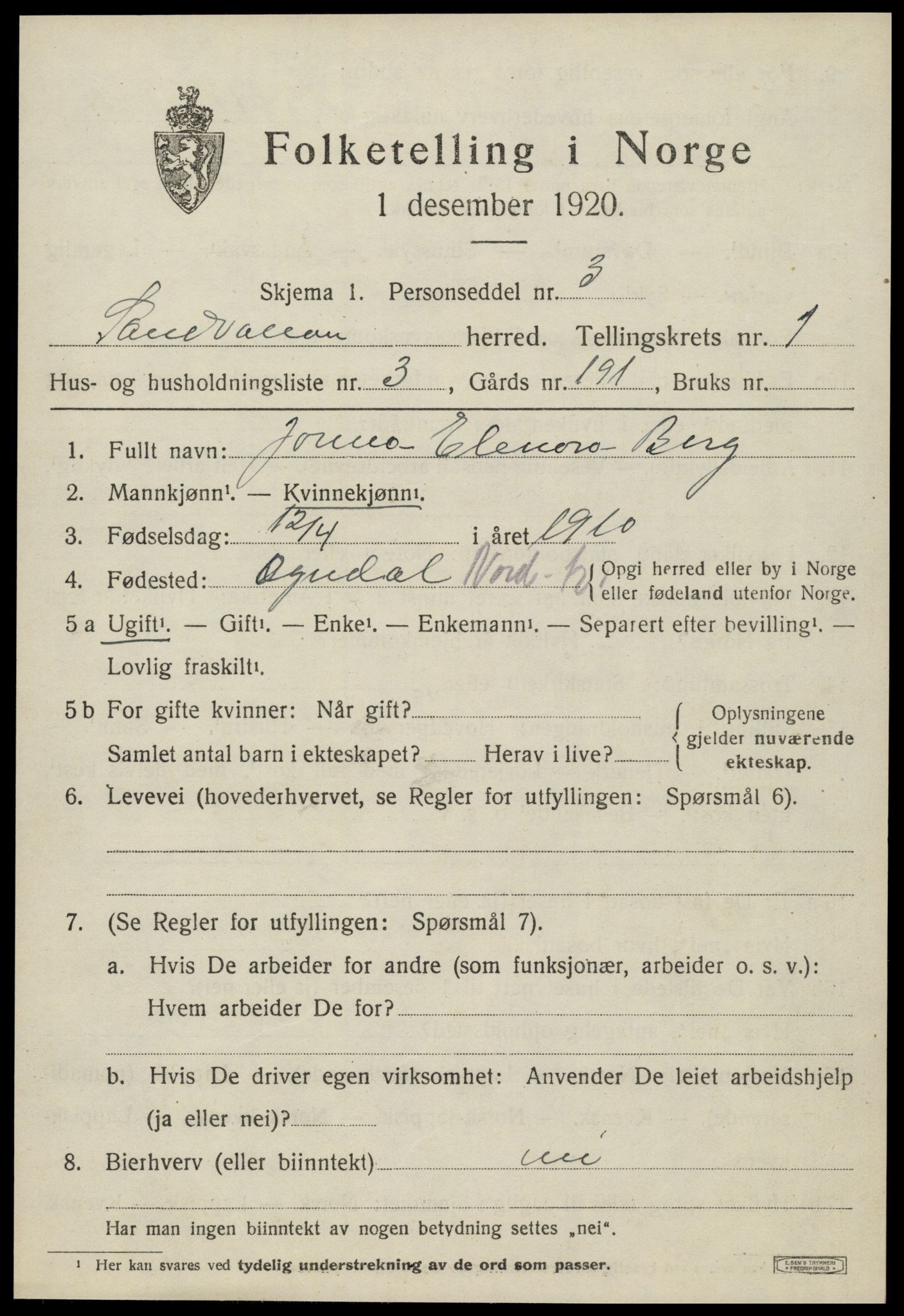 SAT, Folketelling 1920 for 1728 Sandvollan herred, 1920, s. 331