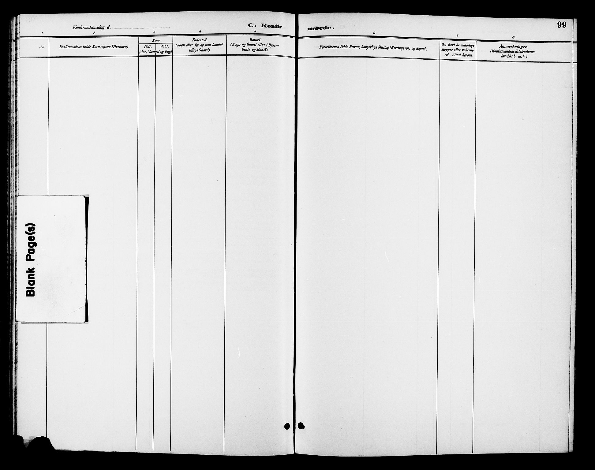 Fåberg prestekontor, SAH/PREST-086/H/Ha/Hab/L0008: Klokkerbok nr. 8, 1891-1900, s. 99