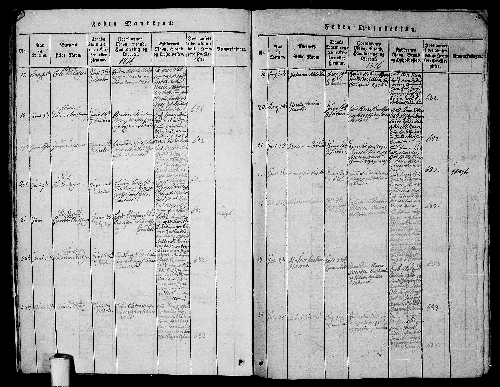 Rygge prestekontor Kirkebøker, AV/SAO-A-10084b/G/Ga/L0001: Klokkerbok nr. 1, 1814-1871, s. 14-15